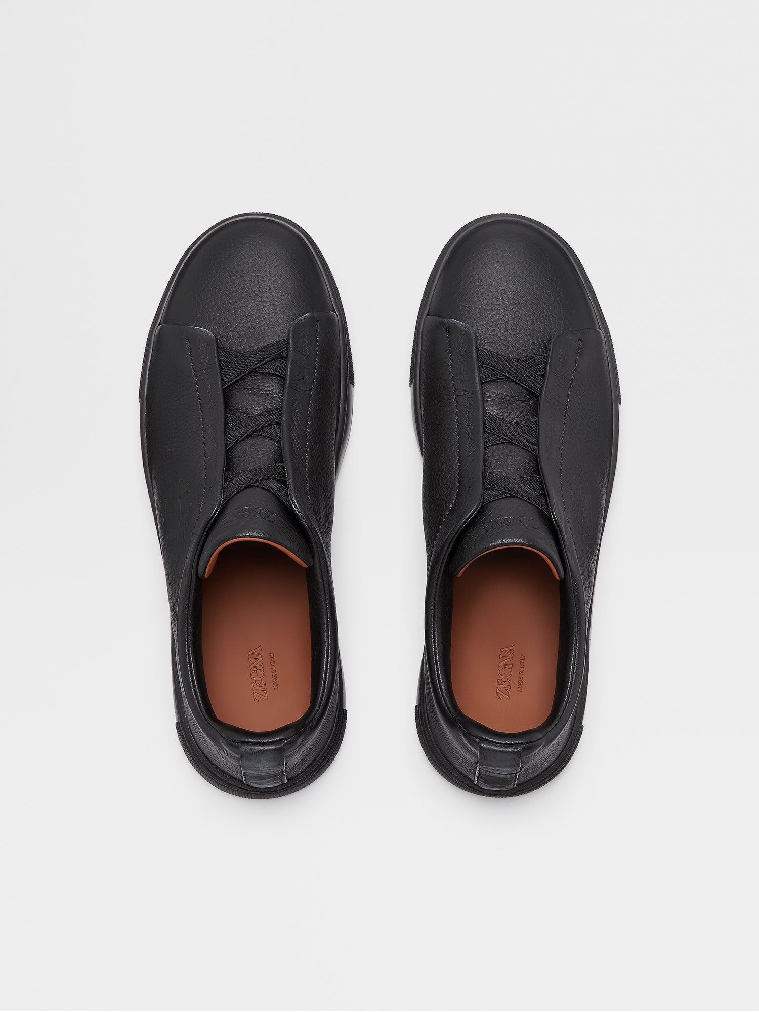 Black Deerskin Triple Stitch Sneakers