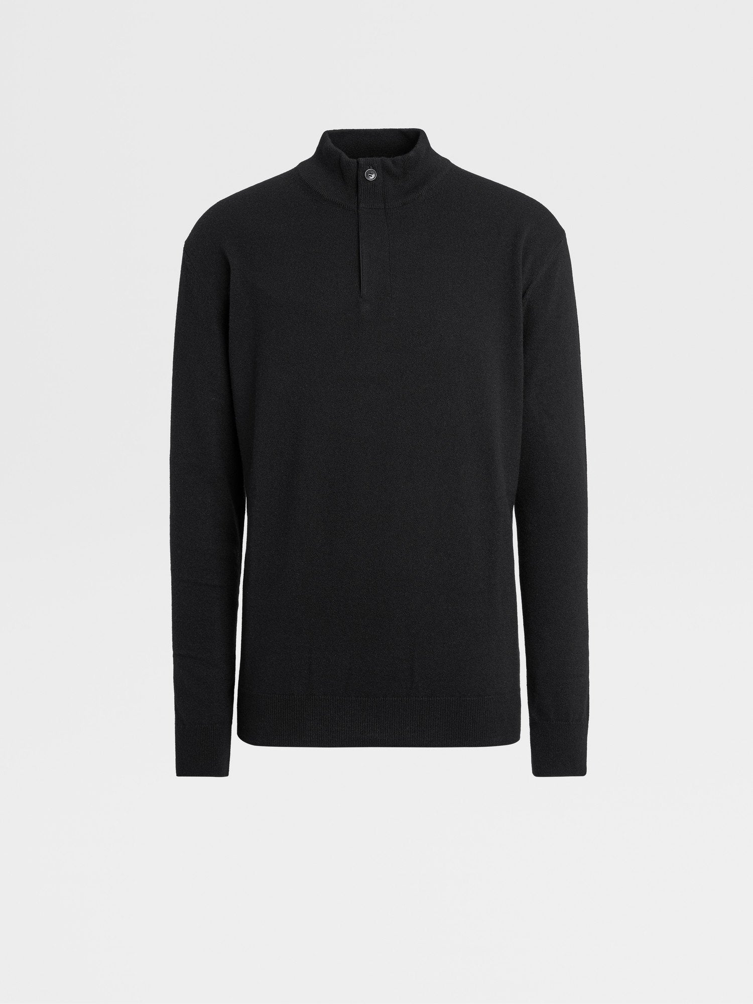 Black Oasi Cashmere Zip Mock Neck Sweater