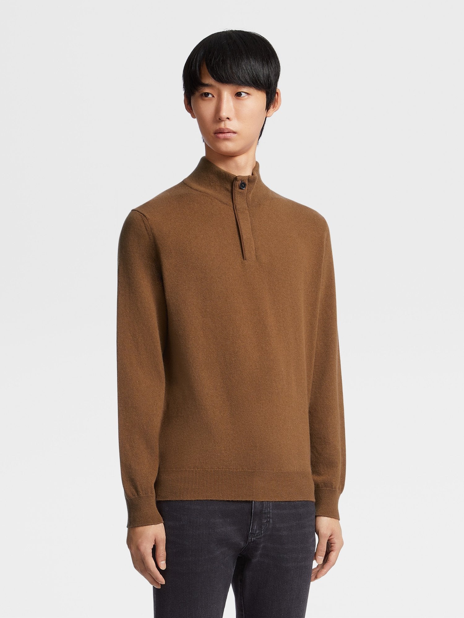 Foliage Oasi Cashmere Zip Mock Neck Sweater