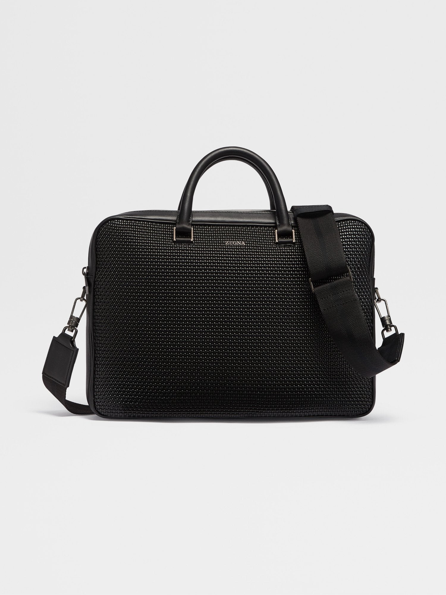 Black Pelletessuta Leather Edgy Business Bag