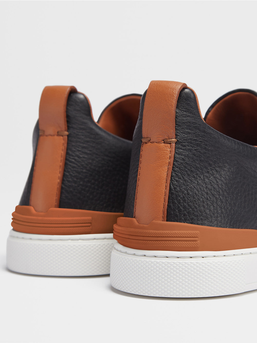 Black Deerskin Triple Stitch Sneakers