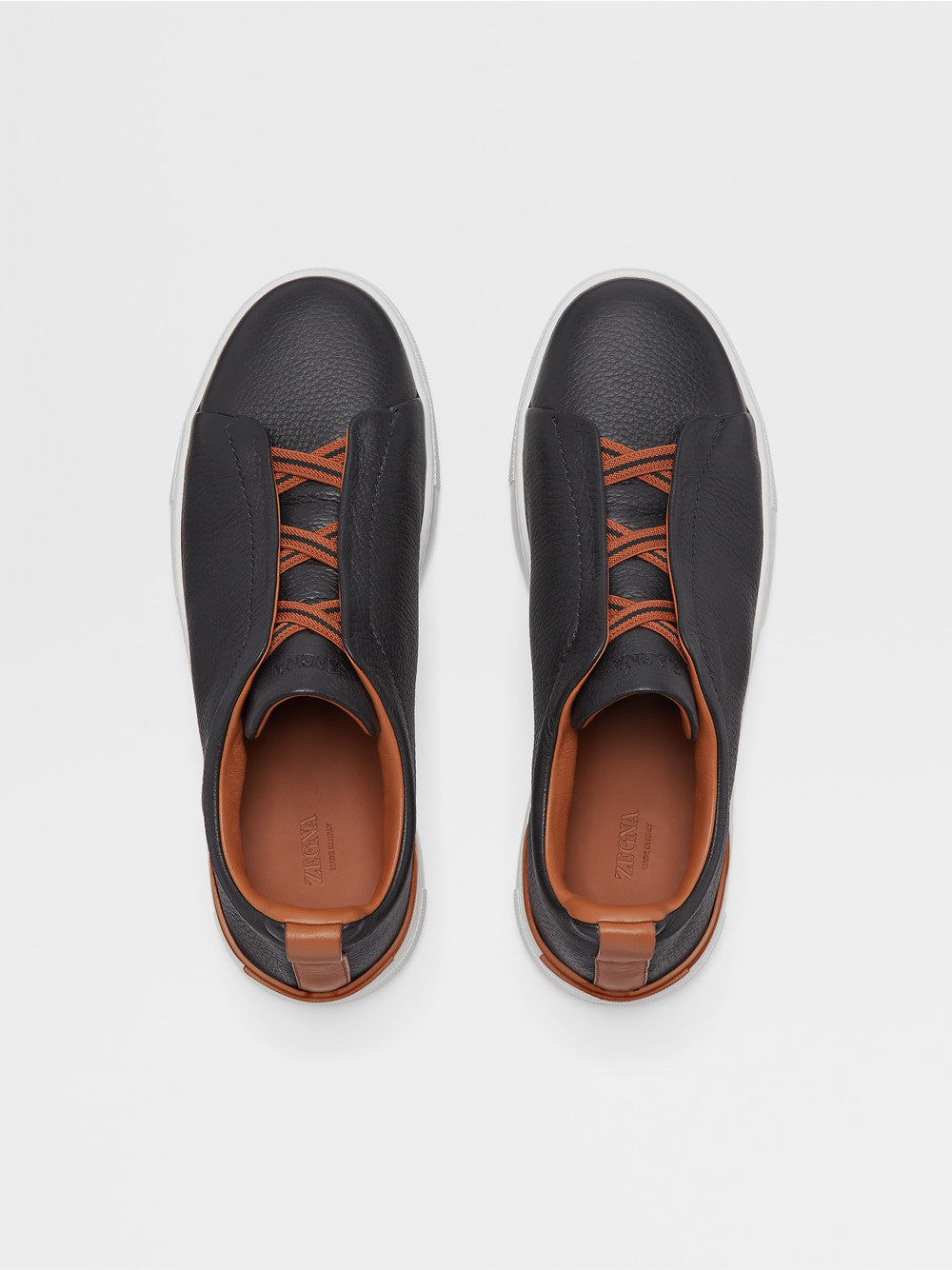 Black Deerskin Triple Stitch Sneakers