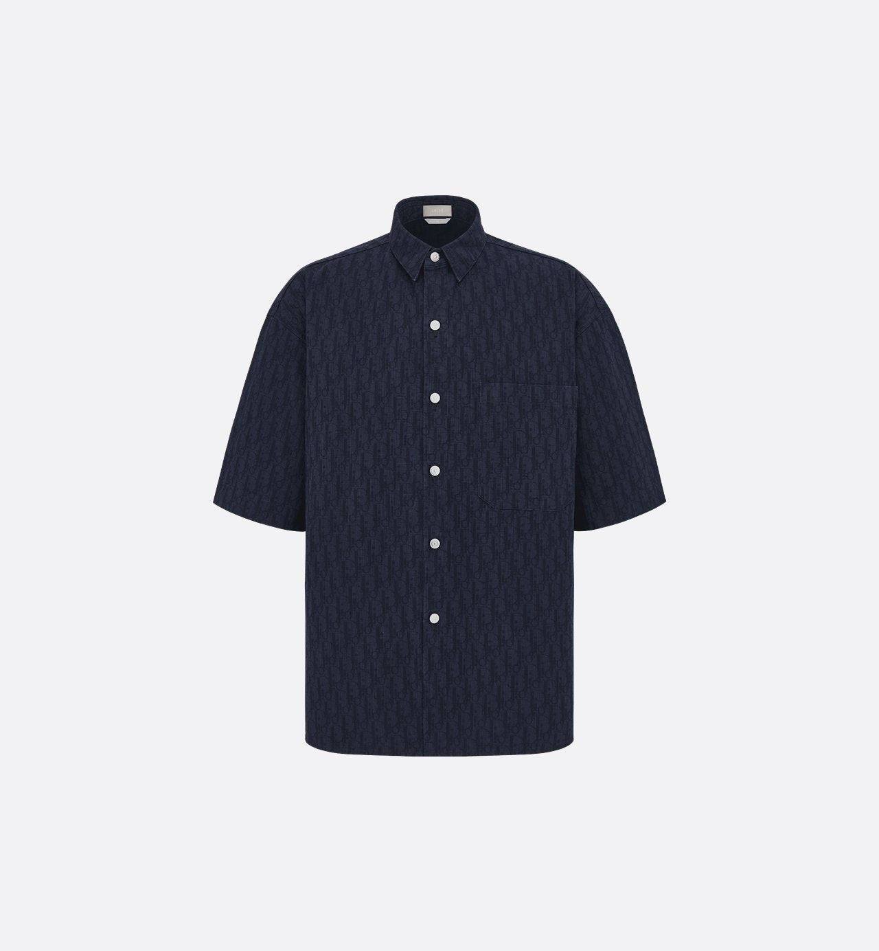 Short-Sleeved Overshirt Navy Blue And Black Dior Oblique Kasuri Cotton Denim