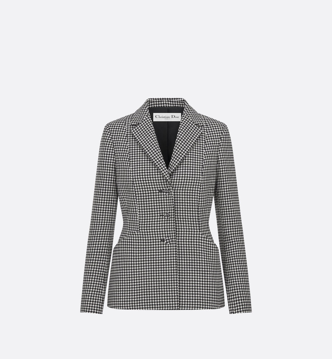 30 Montaigne Bar Jacket Black And White Single-Breasted Houndstooth Wool