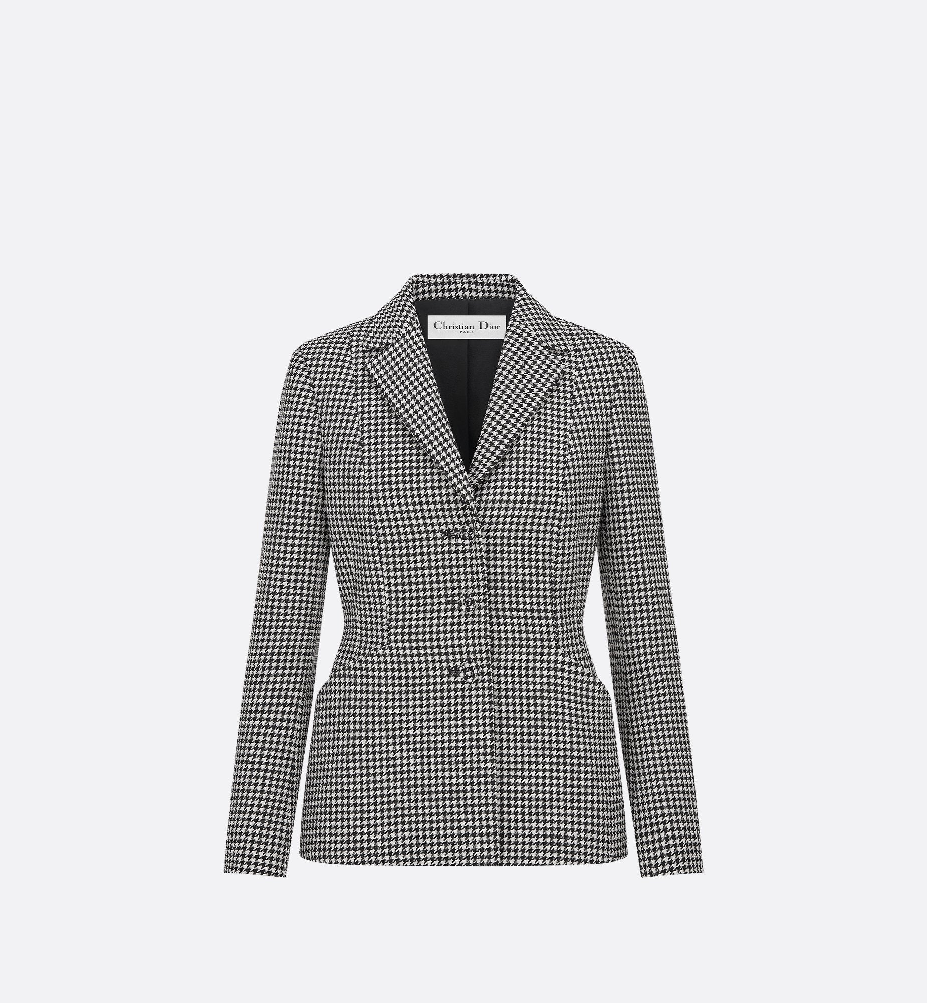 30 Montaigne Bar Jacket Black And White Single-Breasted Houndstooth Wool