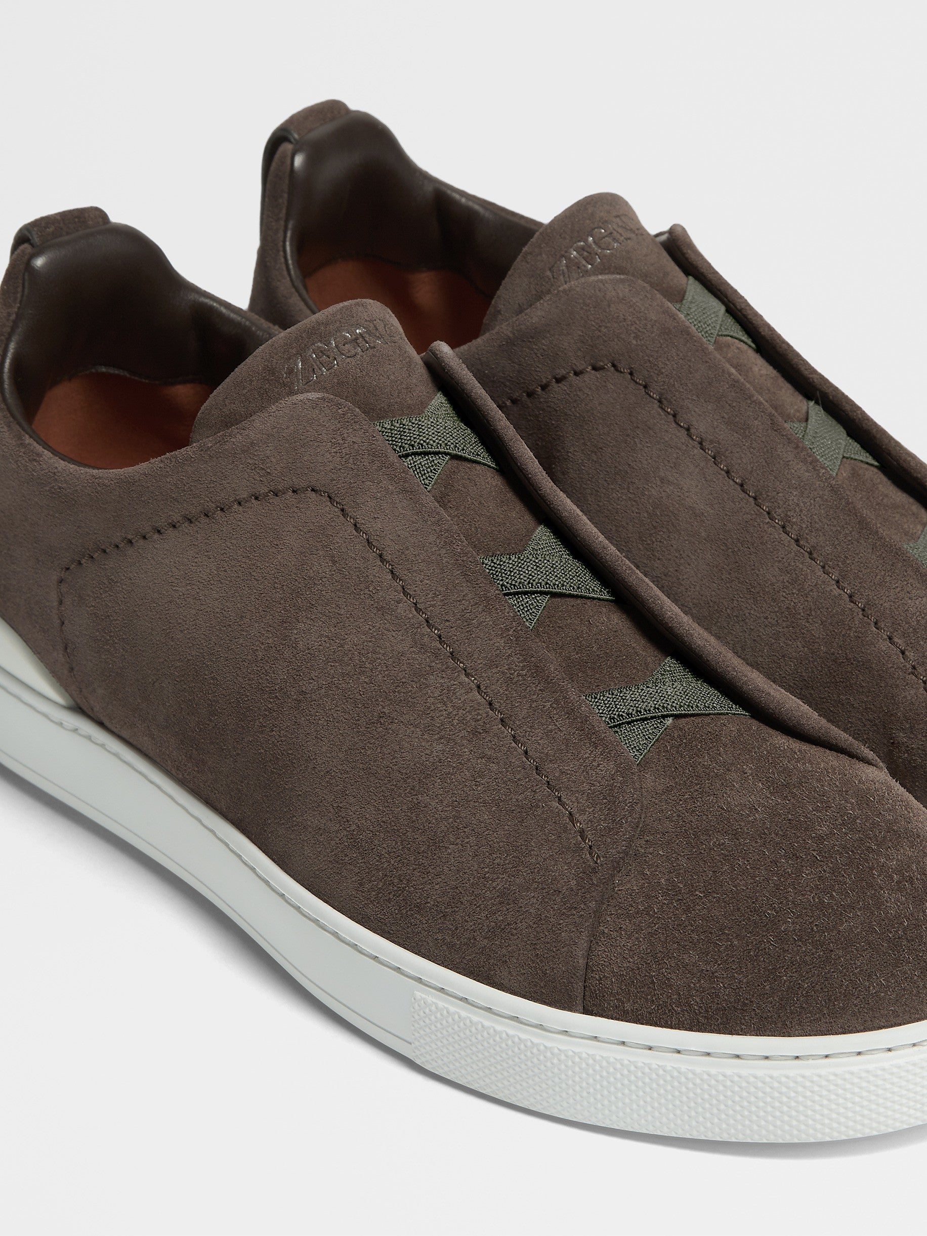 Dark Grey Suede Triple Stitch Sneakers