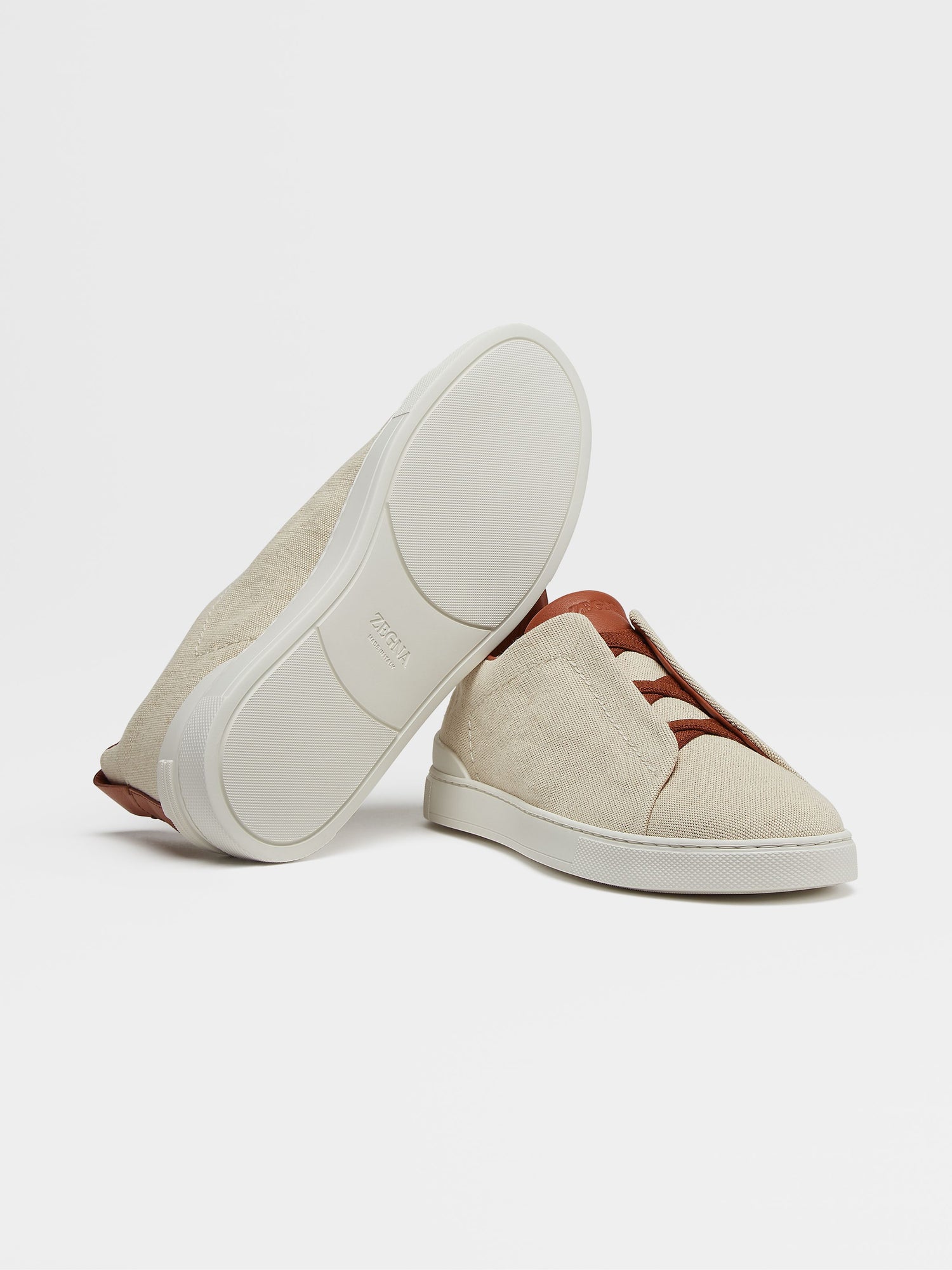 Light Beige Canvas Triple Stitch Sneakers