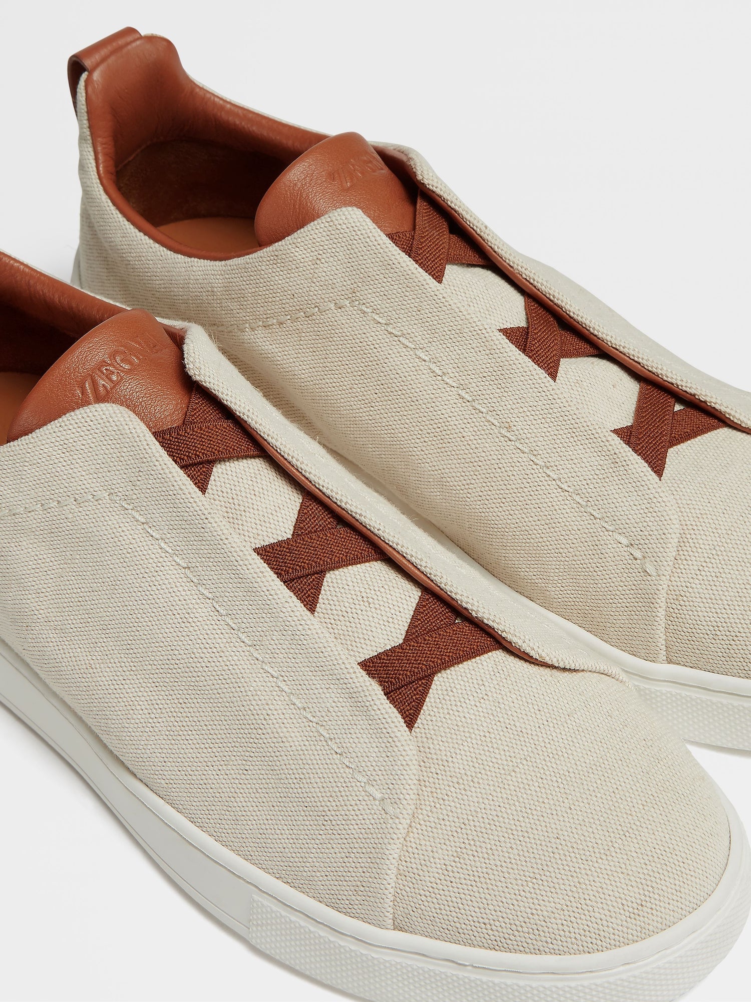 Light Beige Canvas Triple Stitch Sneakers