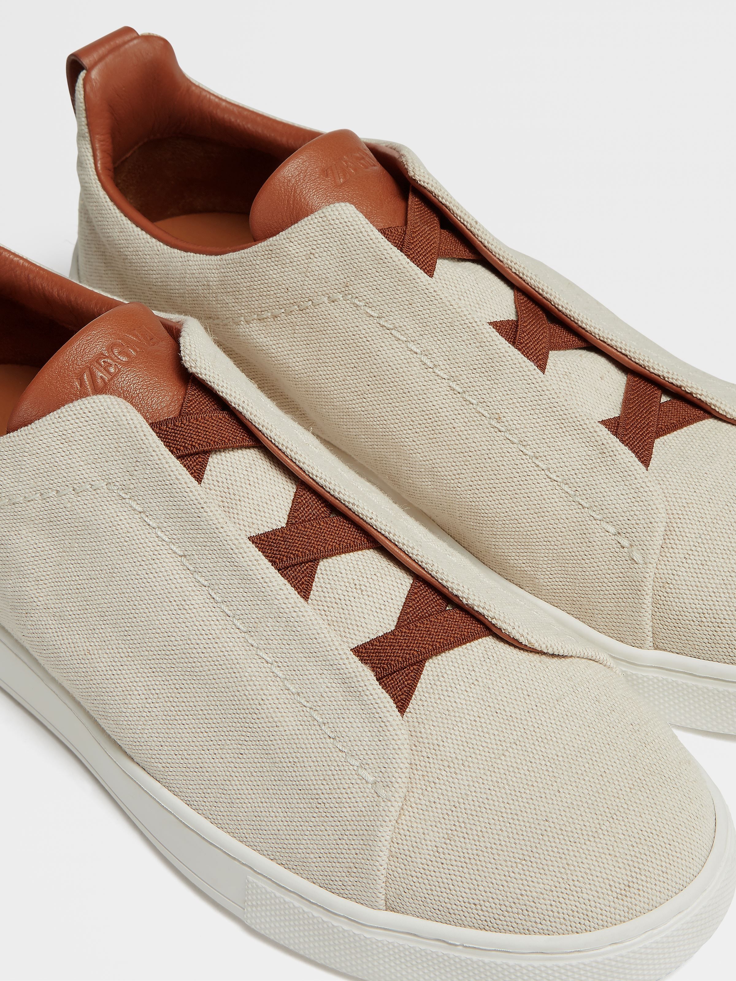 Light Beige Canvas Triple Stitch Sneakers