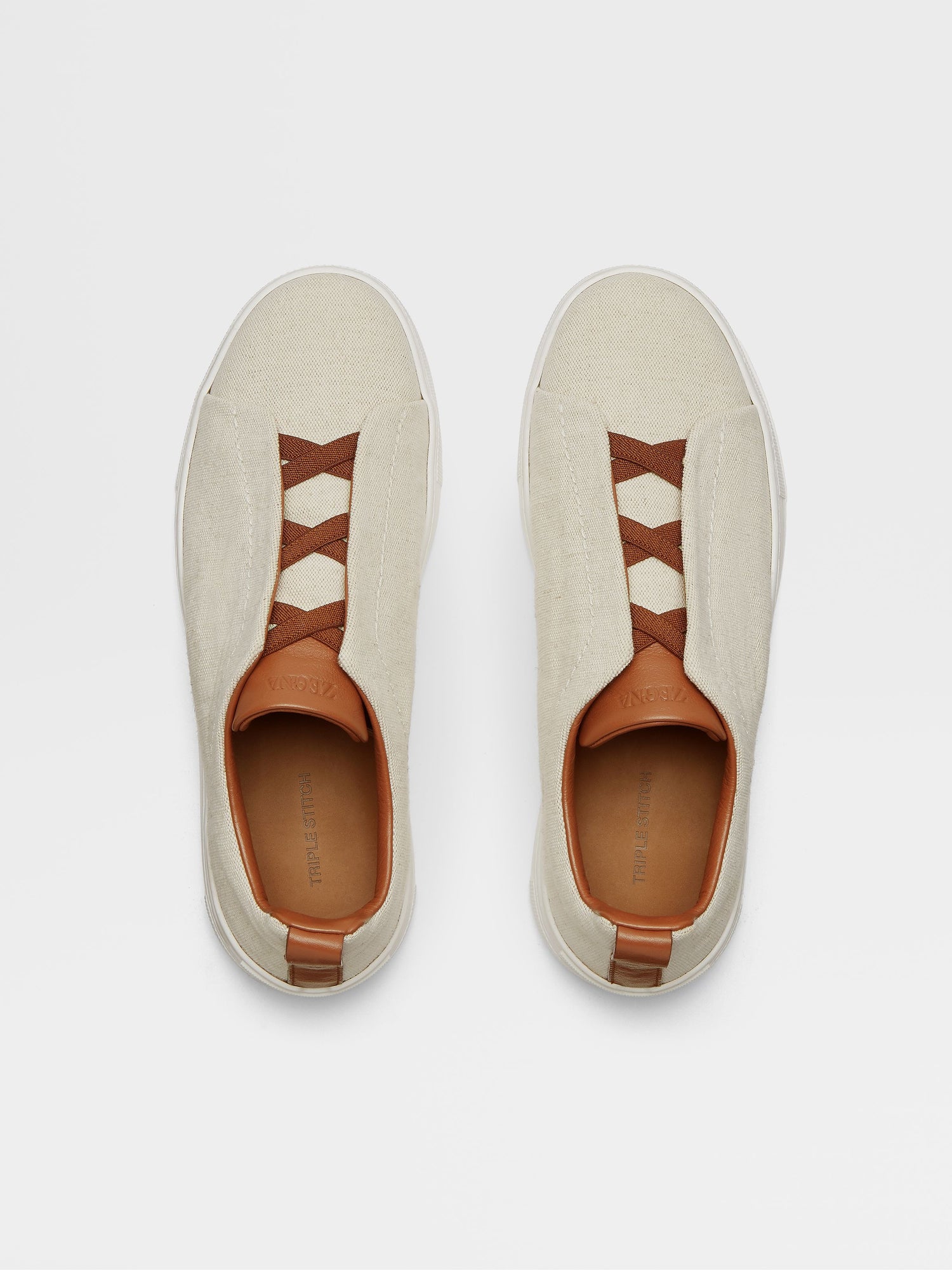 Light Beige Canvas Triple Stitch Sneakers