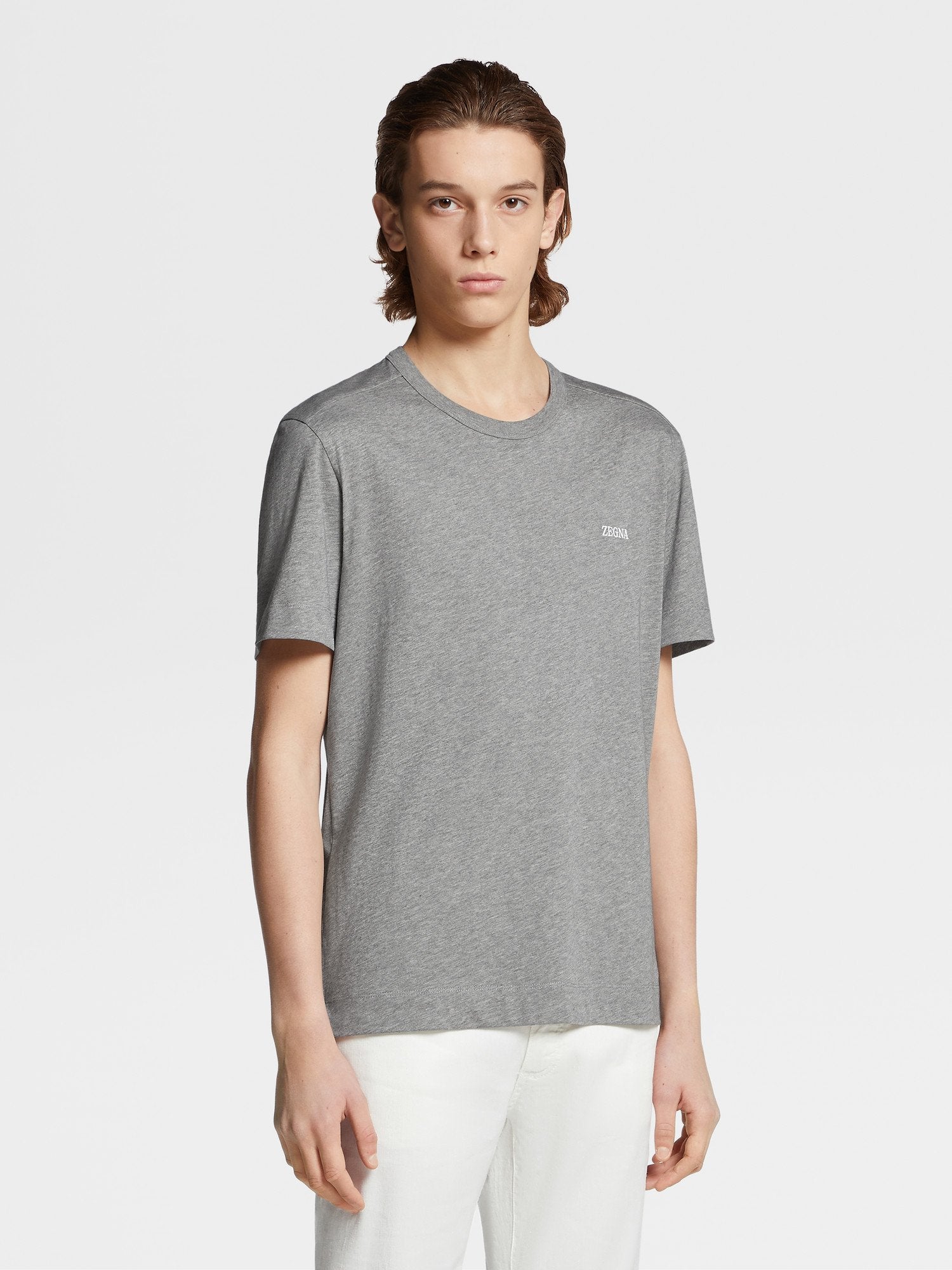 Grey Mélange Cotton T Shirt