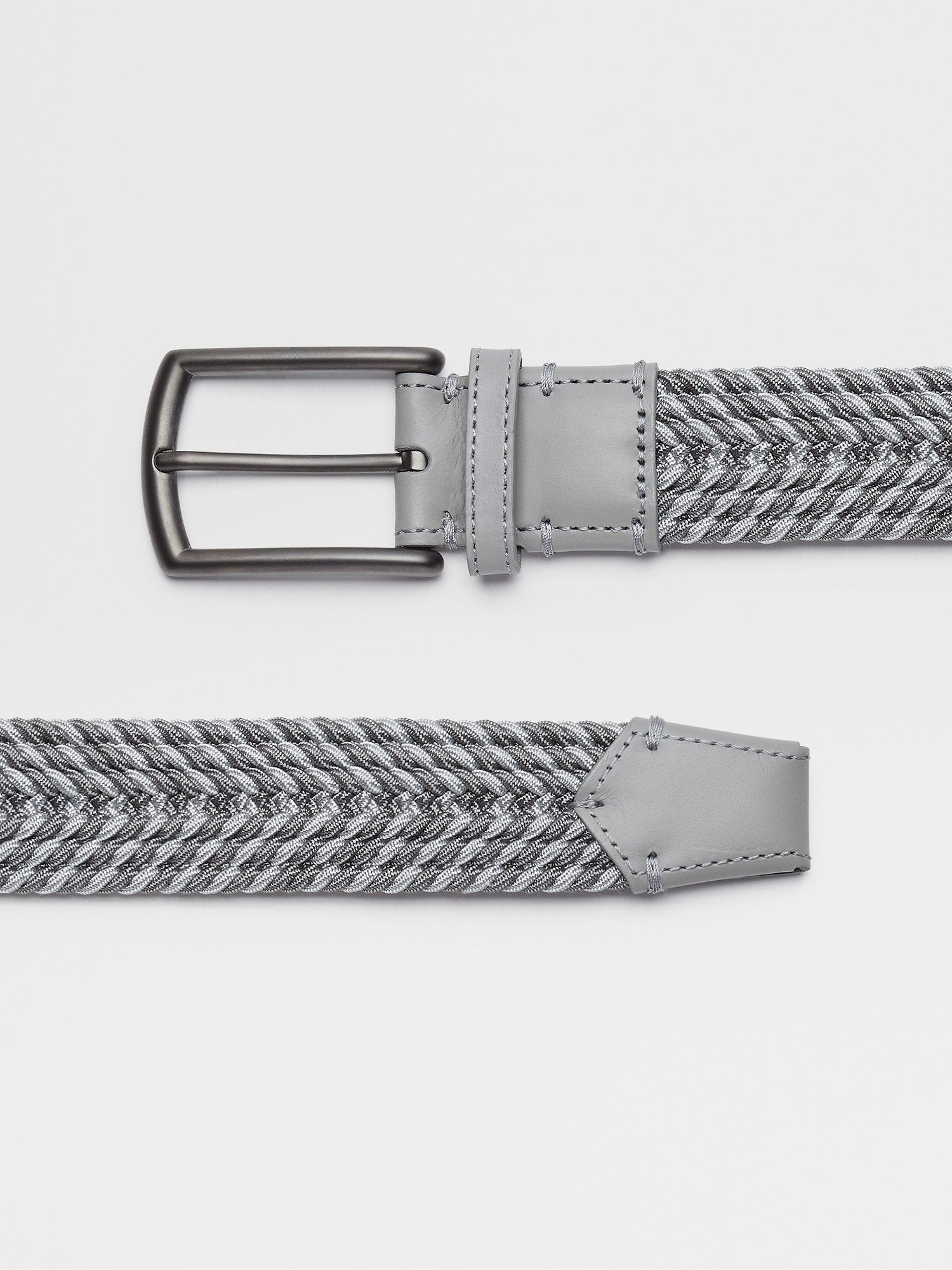 Grey Melange Elastic Rayon Braided Belt