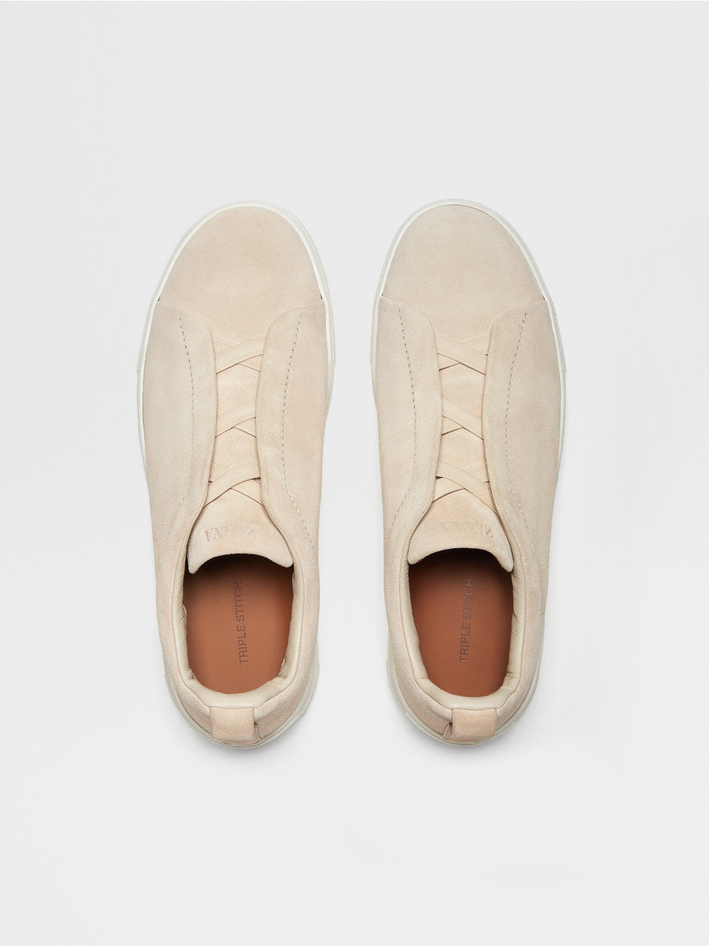 Light Beige Suede Triple Stitch Sneakers