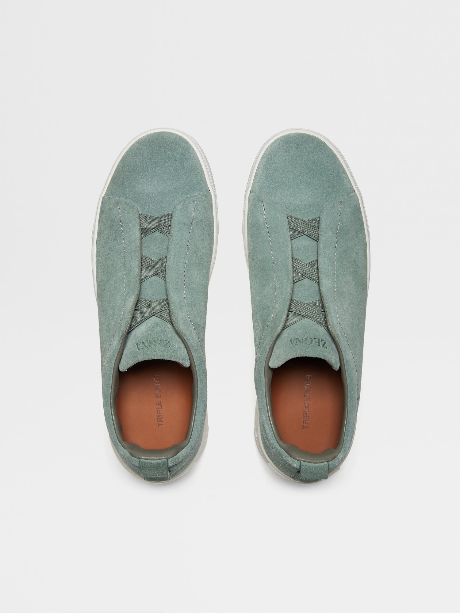 Sage Green Suede Triple Stitch Sneakers