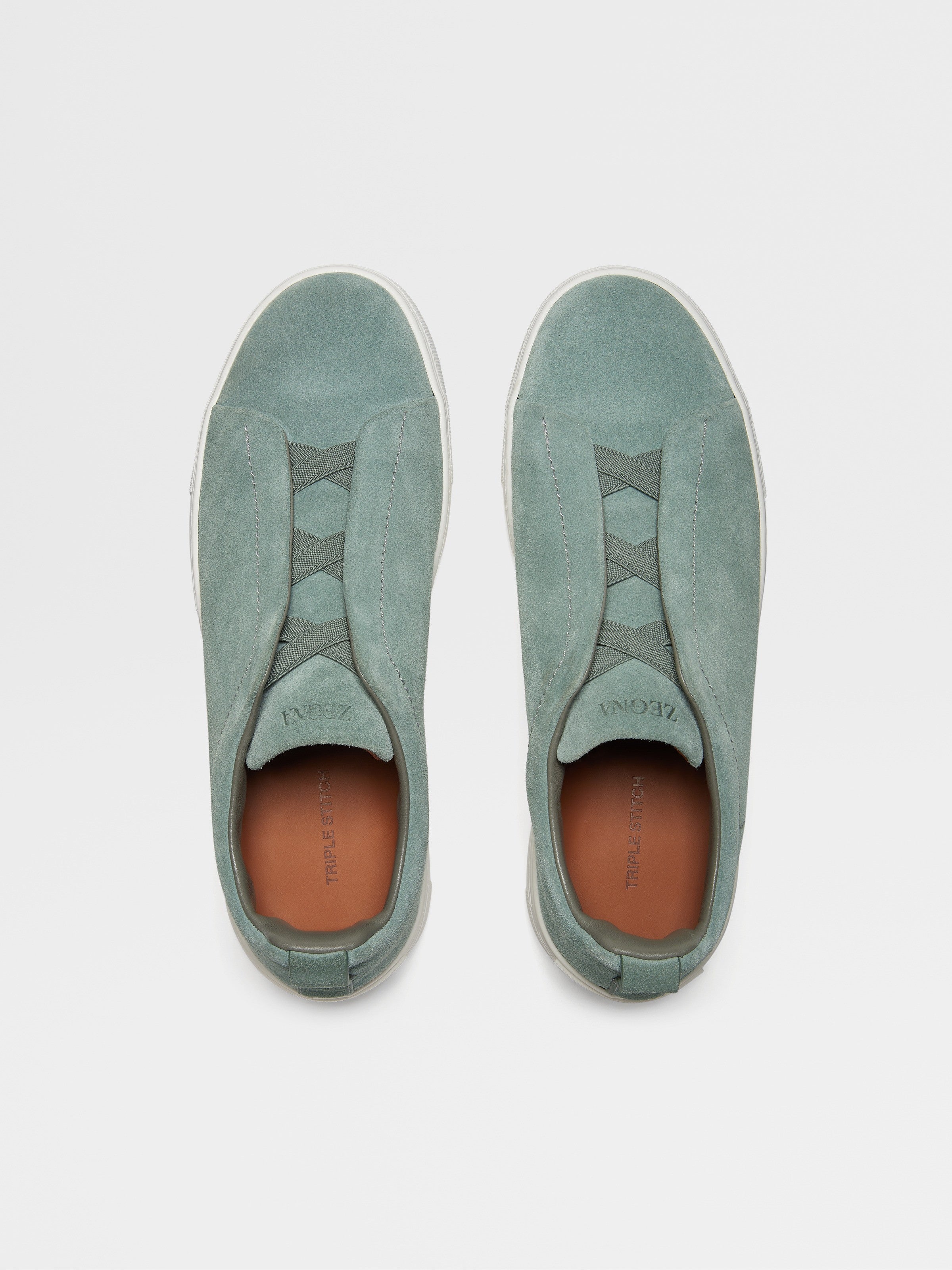 Sage Green Suede Triple Stitch Sneakers