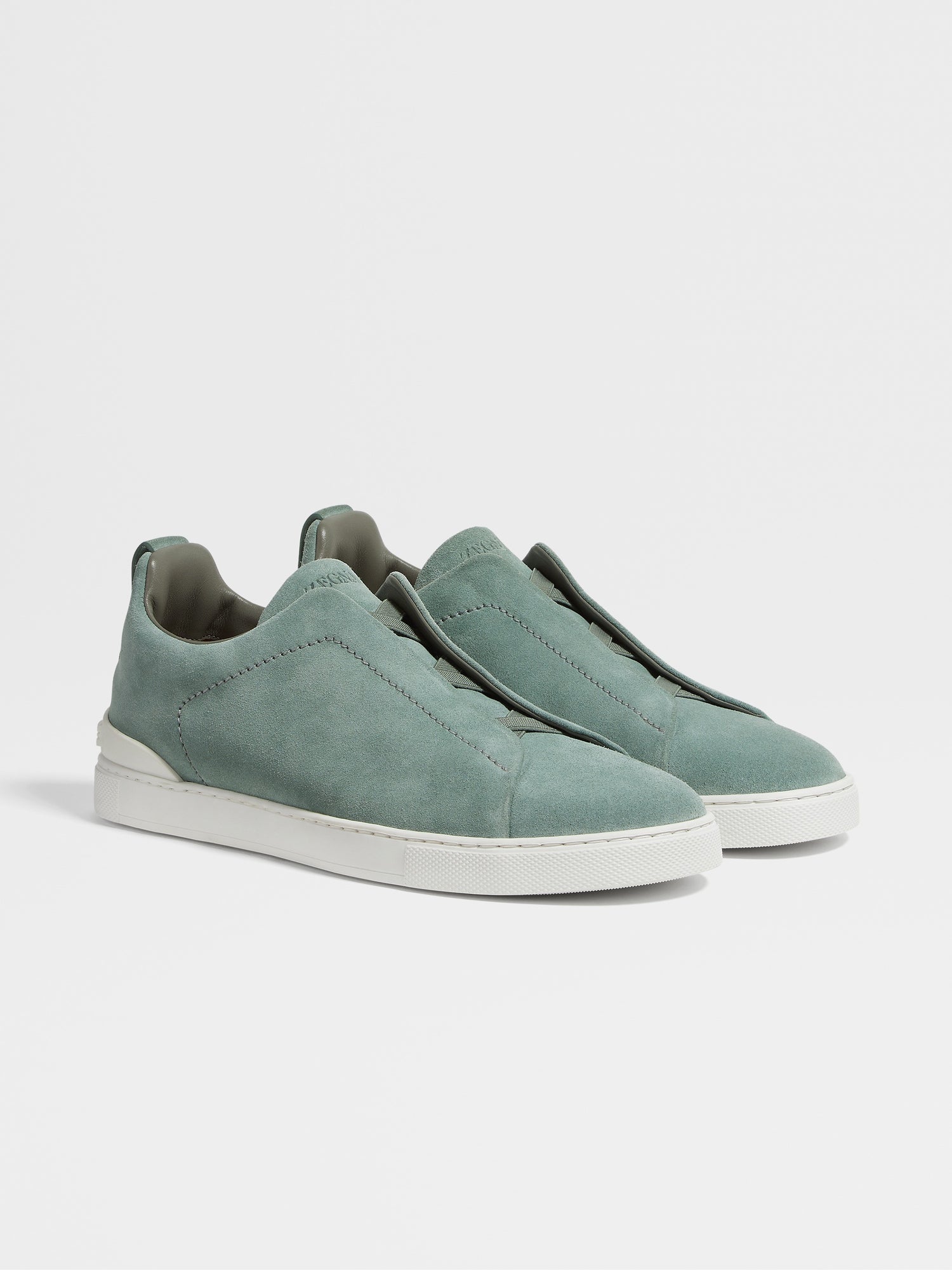 Sage Green Suede Triple Stitch Sneakers