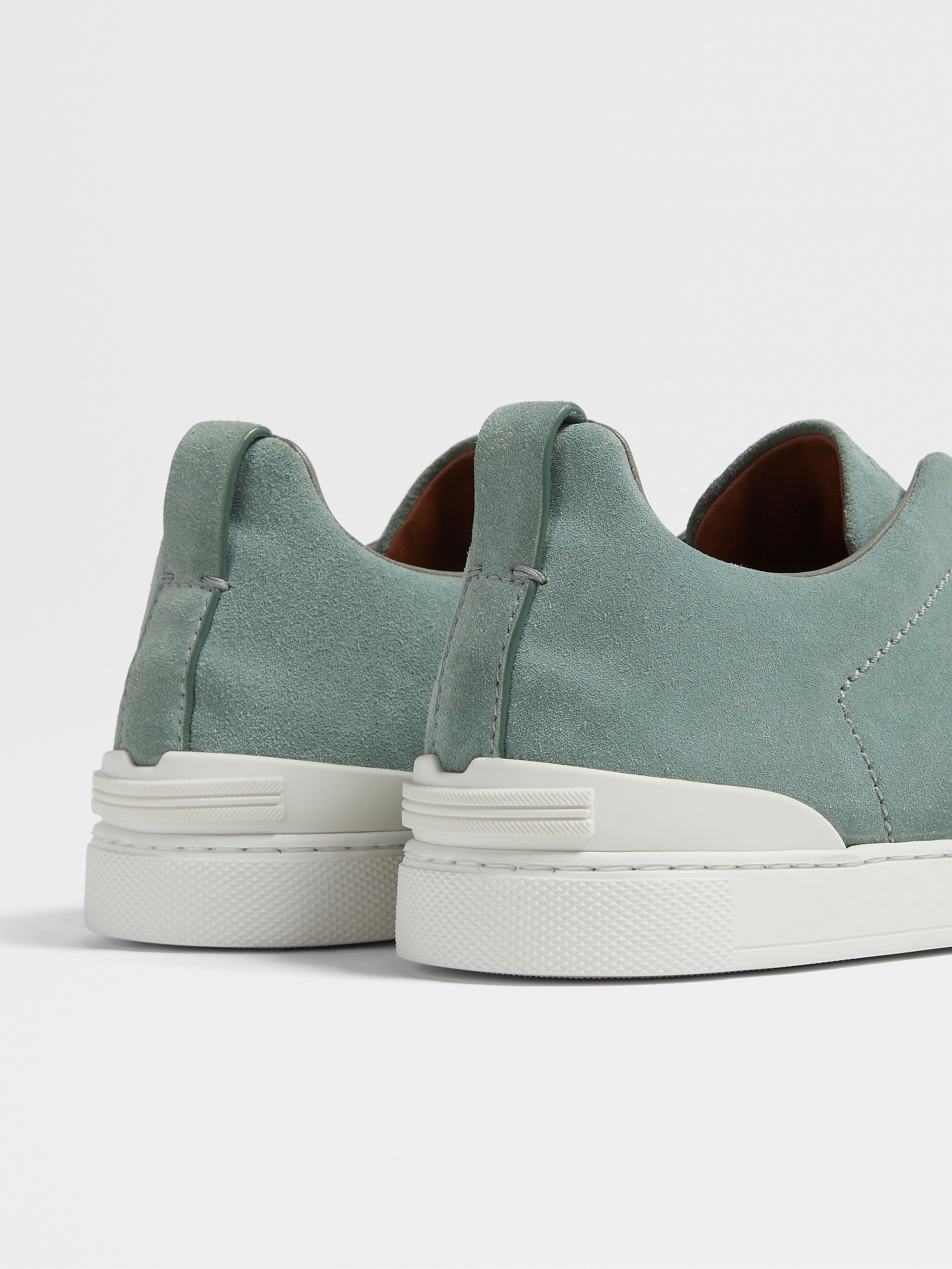 Sage Green Suede Triple Stitch Sneakers