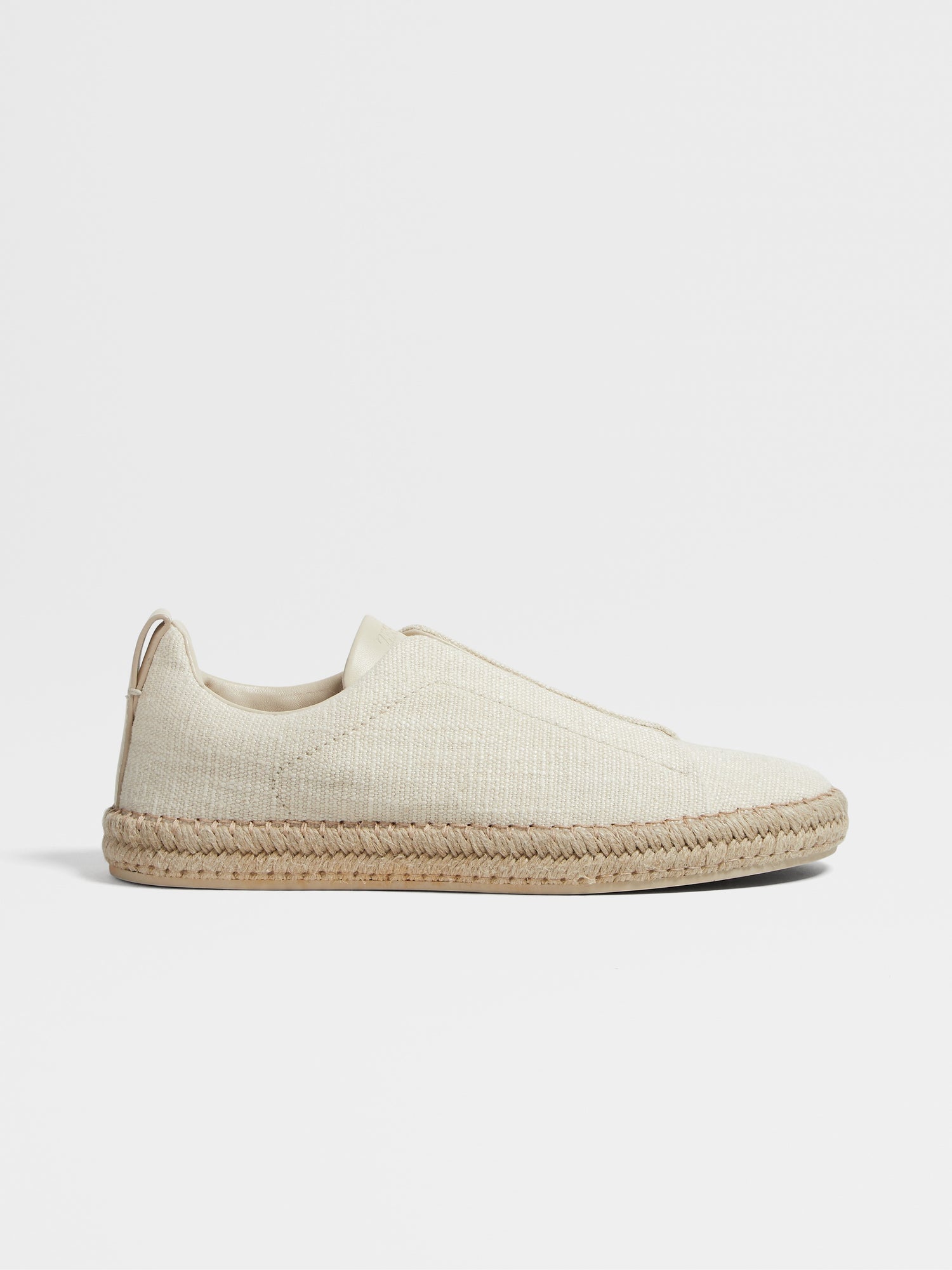 Off White Linen Blend Triple Stitch Espadrilles