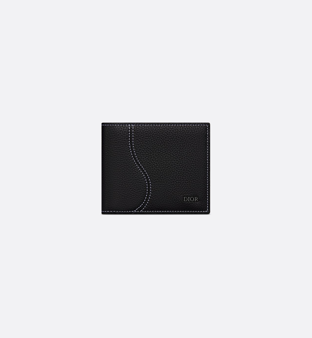 Saddle Bifold Wallet Black Grained Calfskin Marquetry