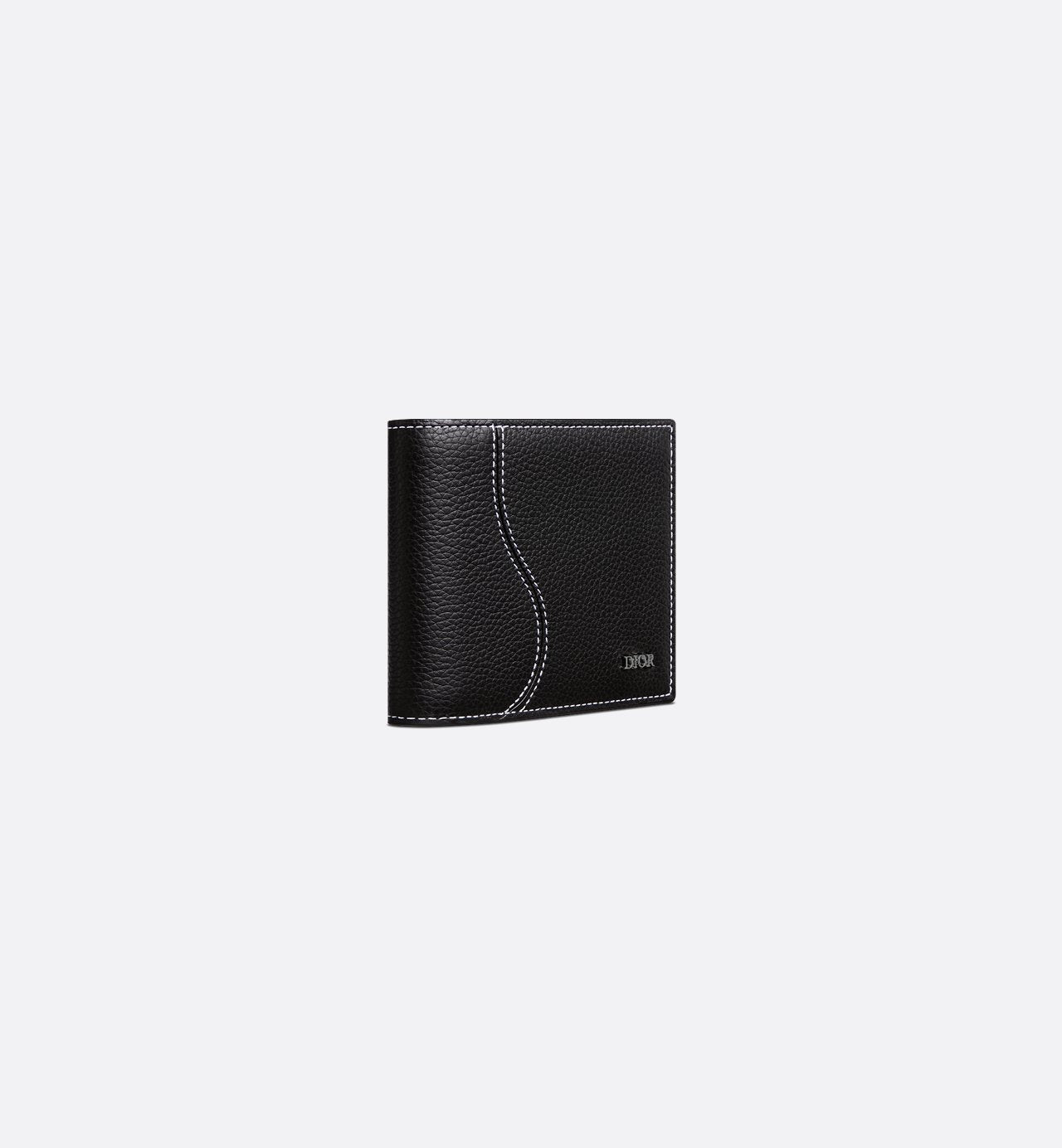 Saddle Bifold Wallet Black Grained Calfskin Marquetry