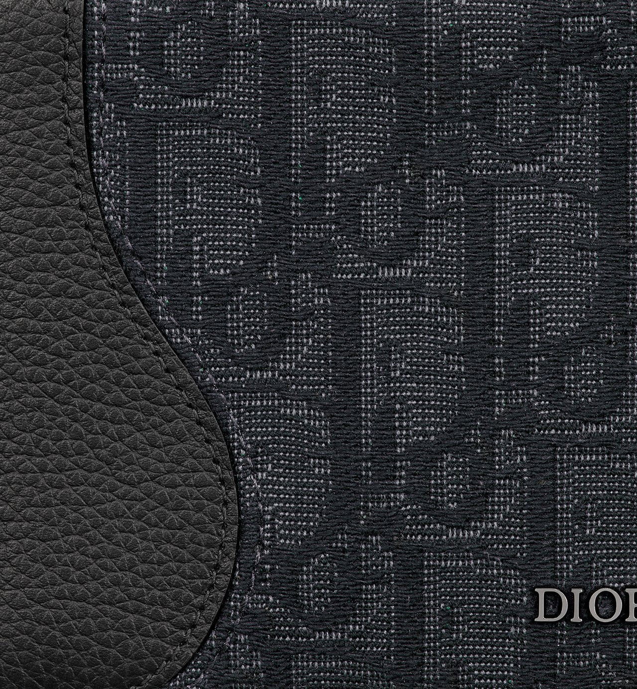 Saddle Bifold Wallet Black Grained Calfskin Marquetry And Black Dior Oblique Jacquard