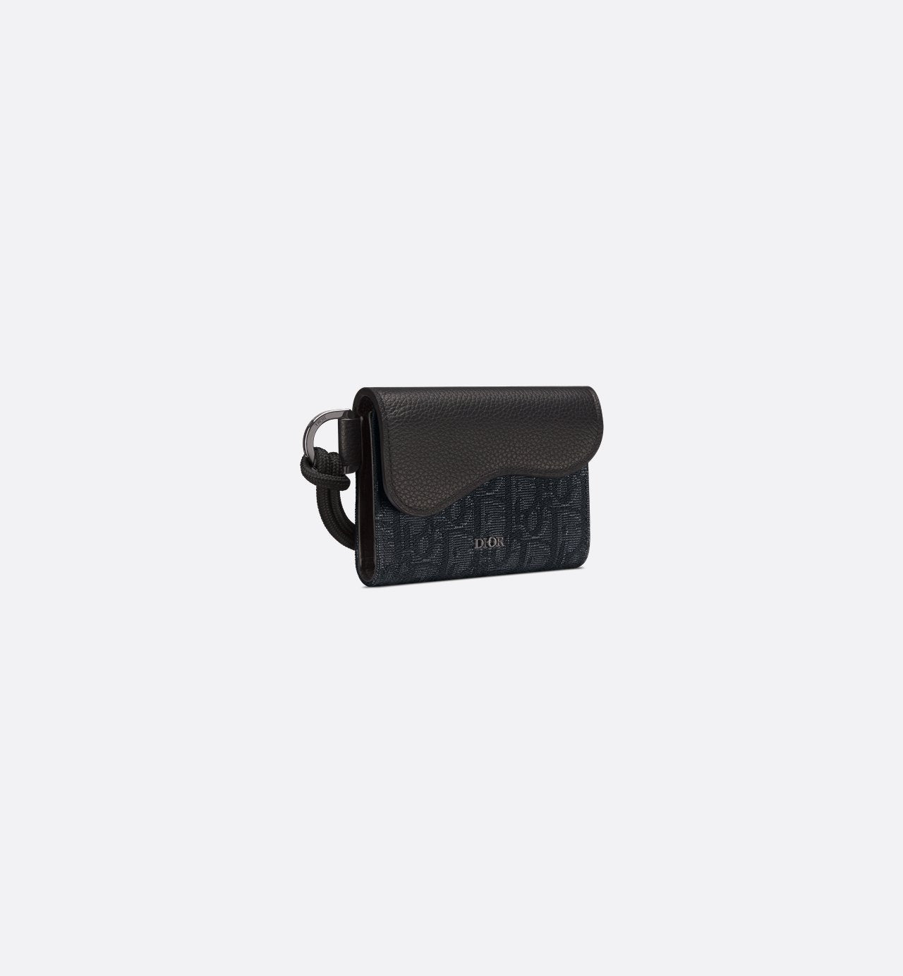 Saddle Flap Card Holder Black Dior Oblique Jacquard And Black Grained Calfskin