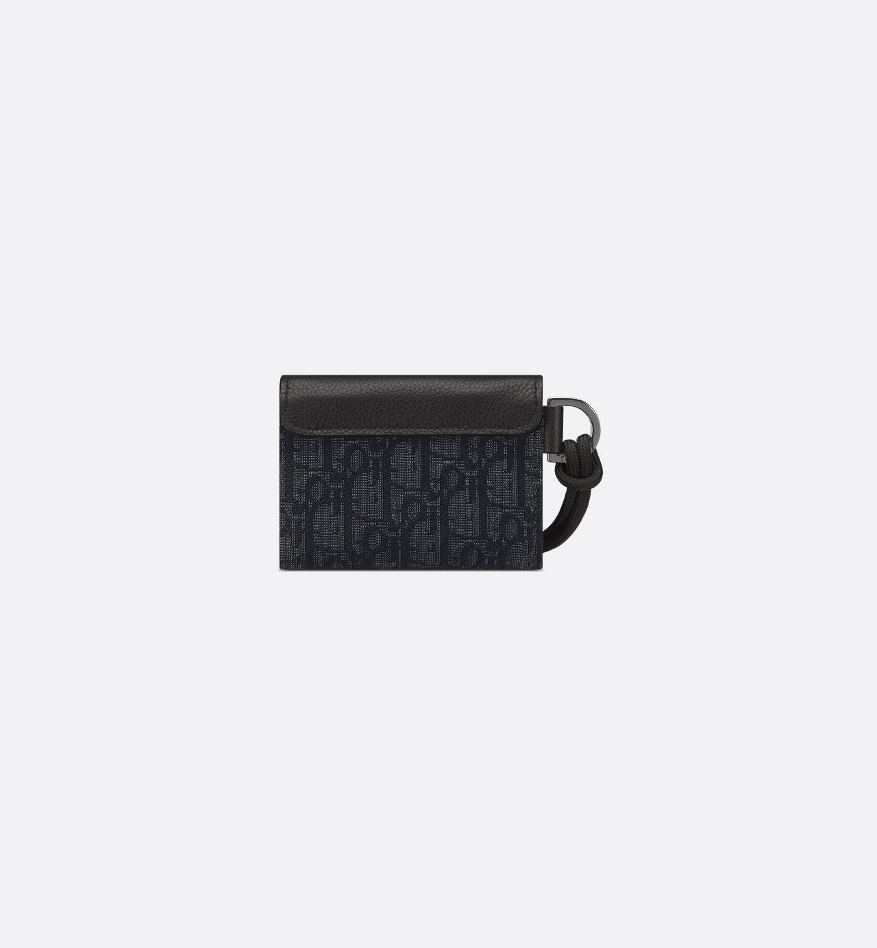 Saddle Flap Card Holder Black Dior Oblique Jacquard And Black Grained Calfskin