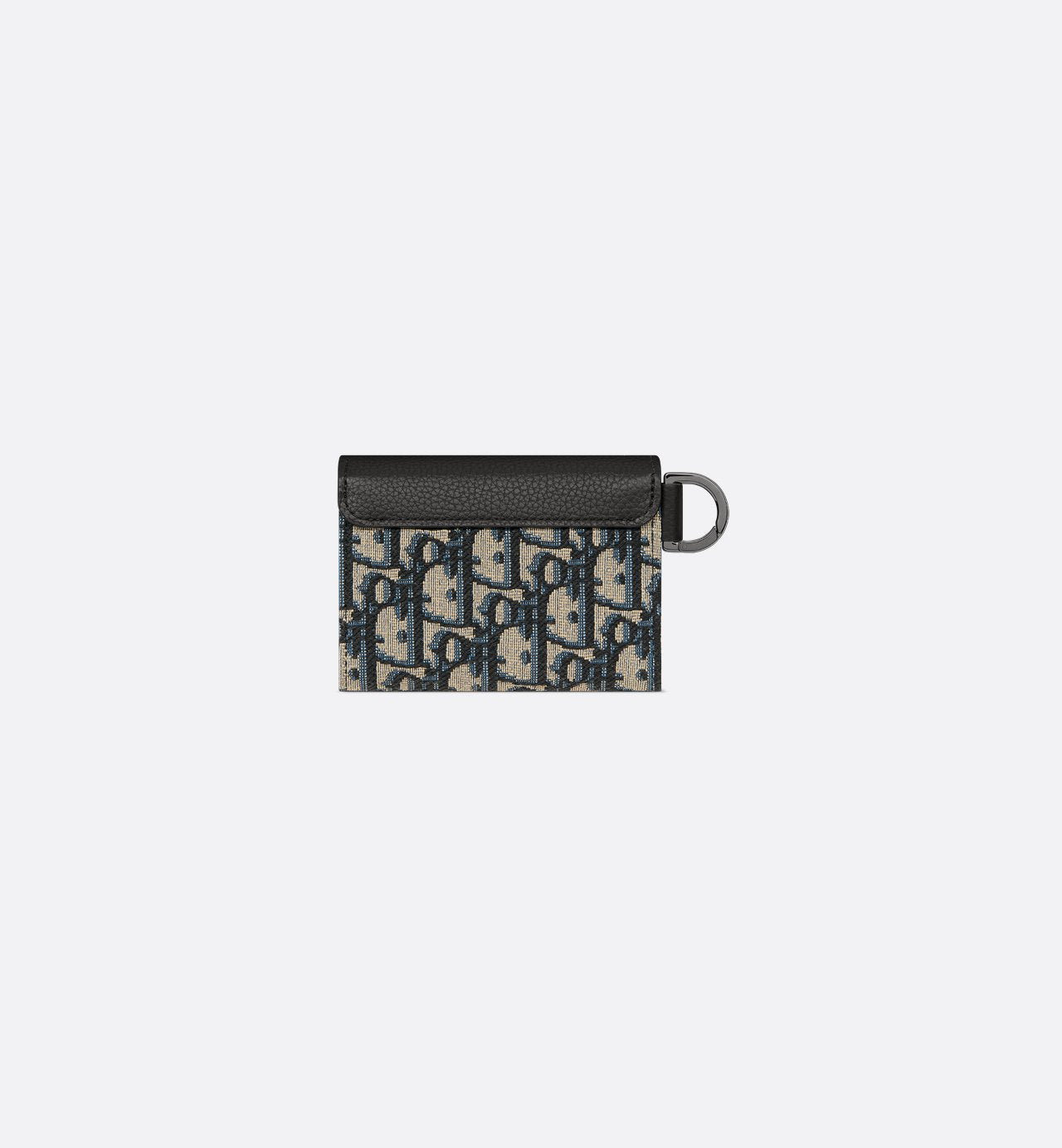 Saddle Flap Card Holder Beige And Black Dior Oblique Jacquard And Black Grained Calfskin