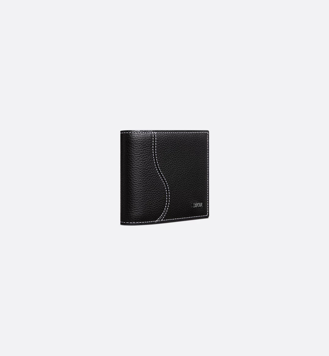 Saddle Bifold Card Holder Black Grained Calfskin Marquetry