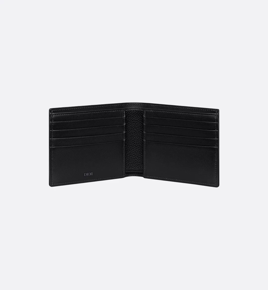 Saddle Bifold Card Holder Black Grained Calfskin Marquetry