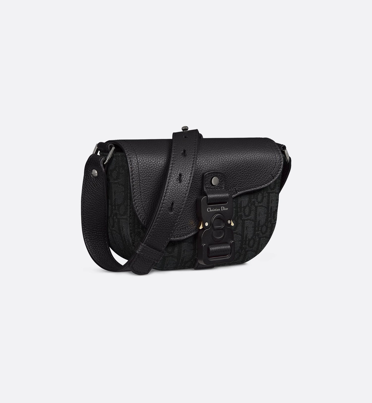 Mini Saddle Messenger Bag With Flap Black Dior Oblique Jacquard And Black Grained Calfskin