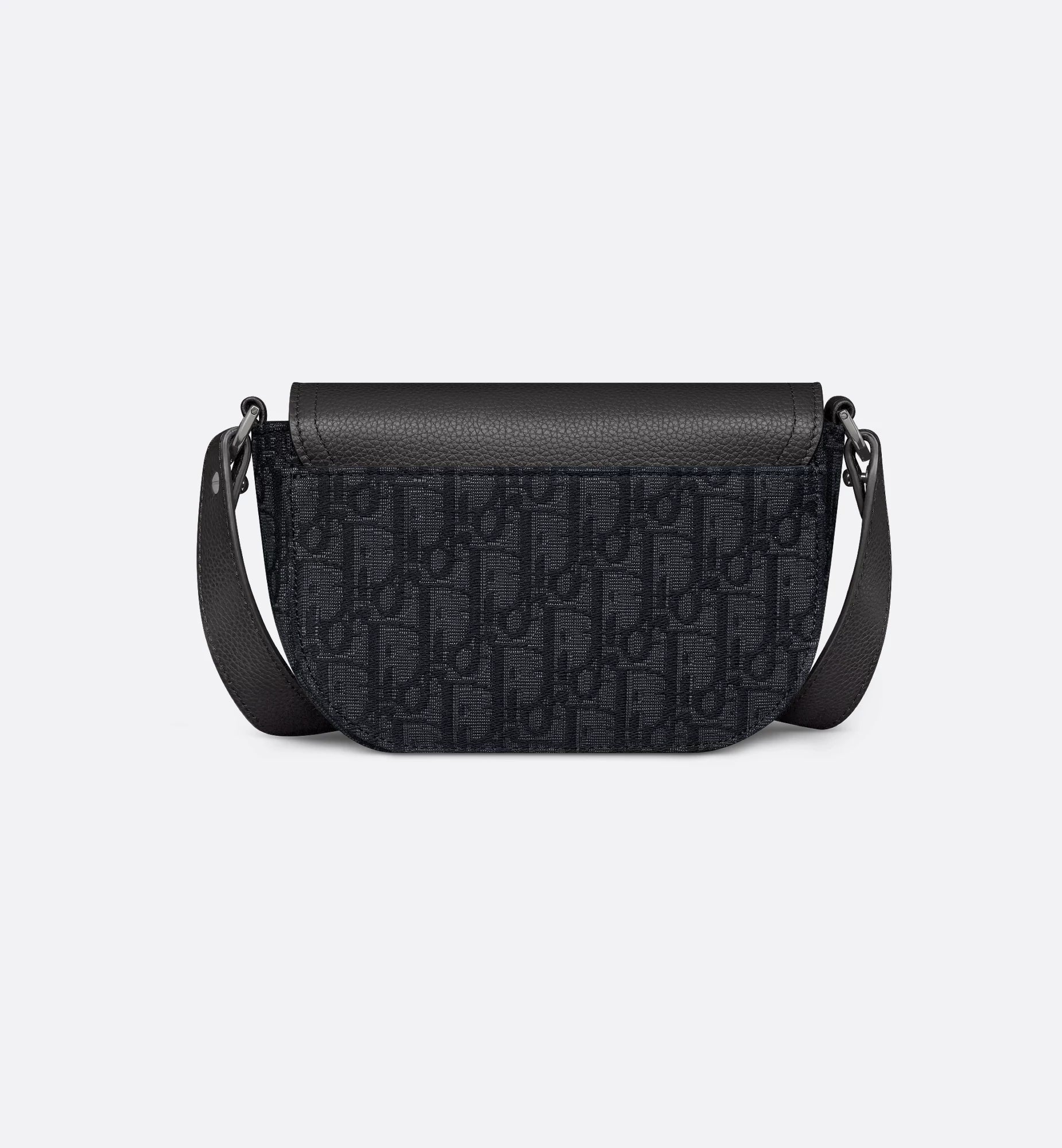 Mini Saddle Messenger Bag With Flap Black Dior Oblique Jacquard And Black Grained Calfskin