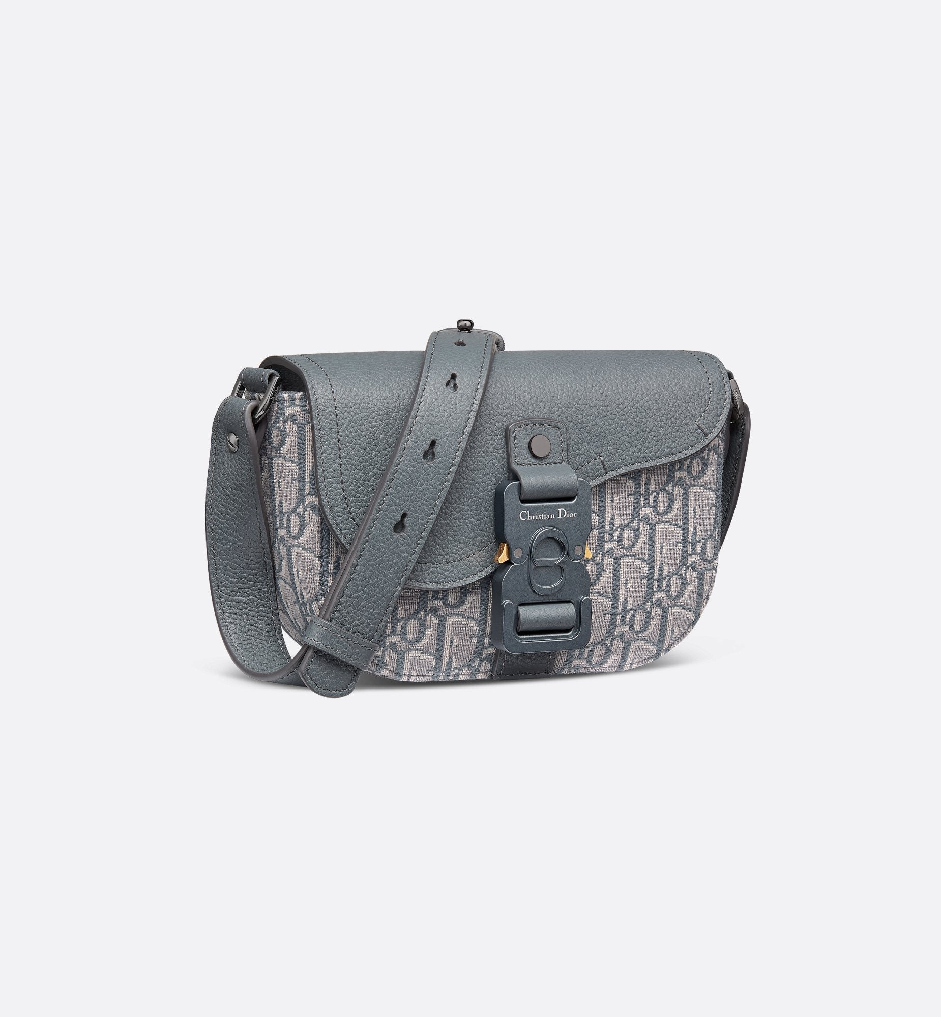 Mini Saddle Messenger Bag With Flap Deep Gray Dior Oblique Jacquard And Deep Gray Grained Calfskin