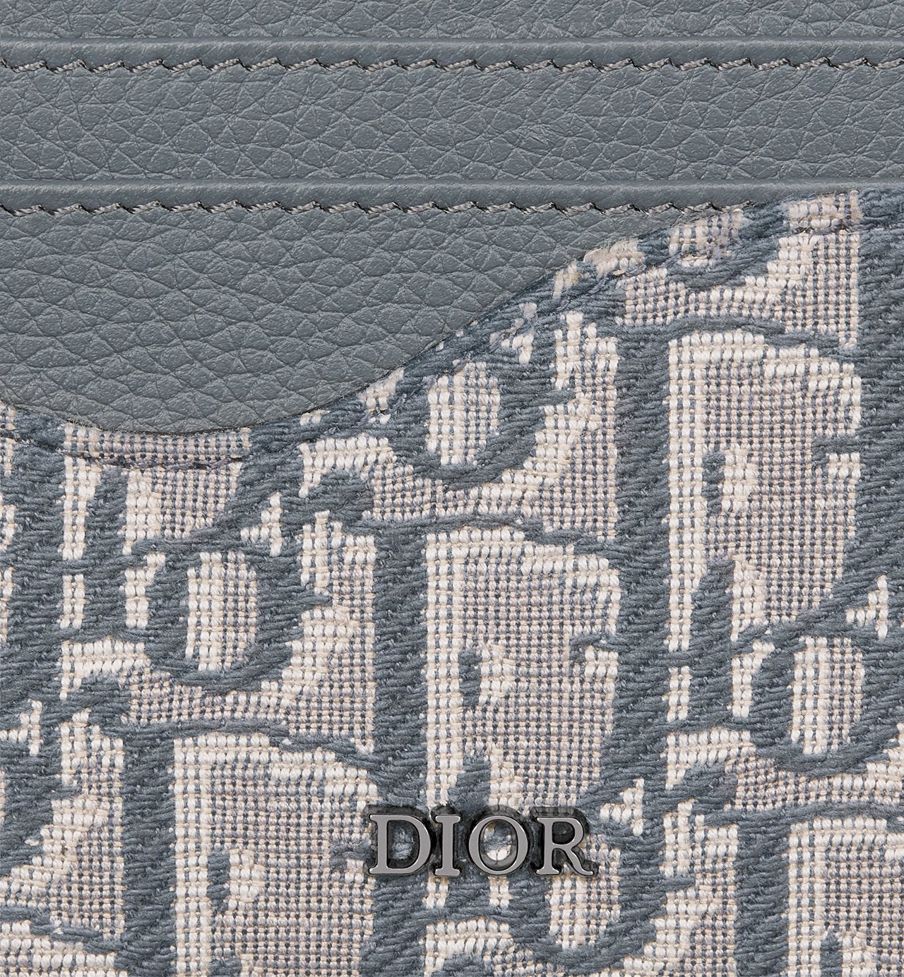 Saddle Card Holder Deep Gray Grained Calfskin Marquetry With Deep Gray Dior Oblique Jacquard