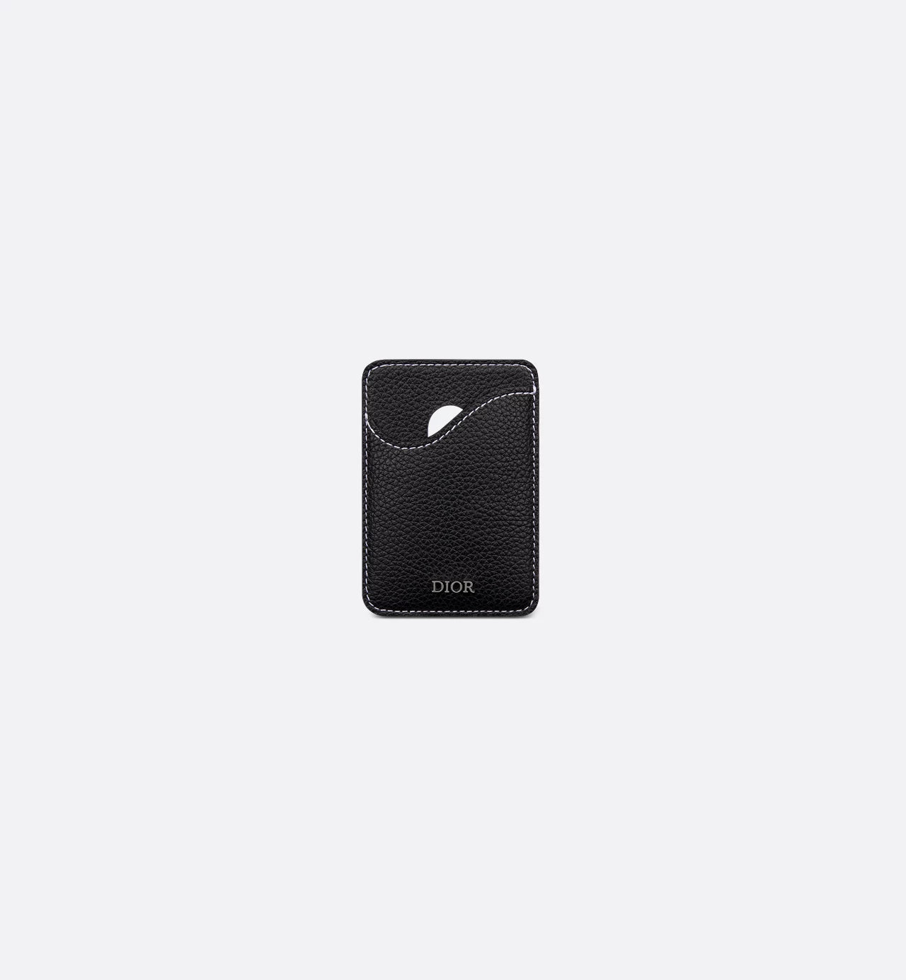 Saddle Magnetic Card Holder Black Grained Calfskin