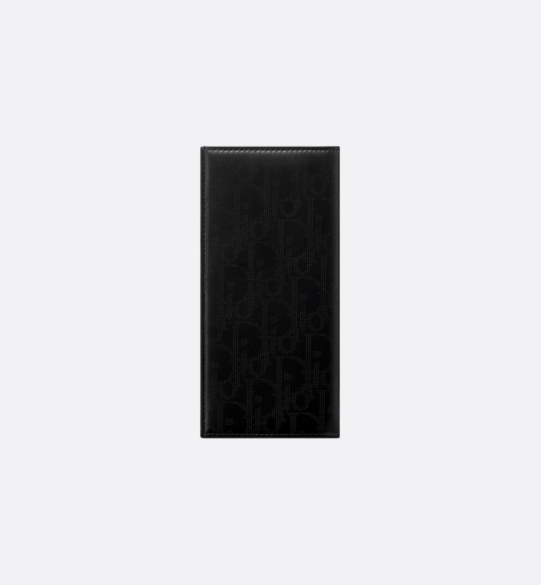 Vertical Bifold Wallet Black Dior Oblique Galaxy Calfskin