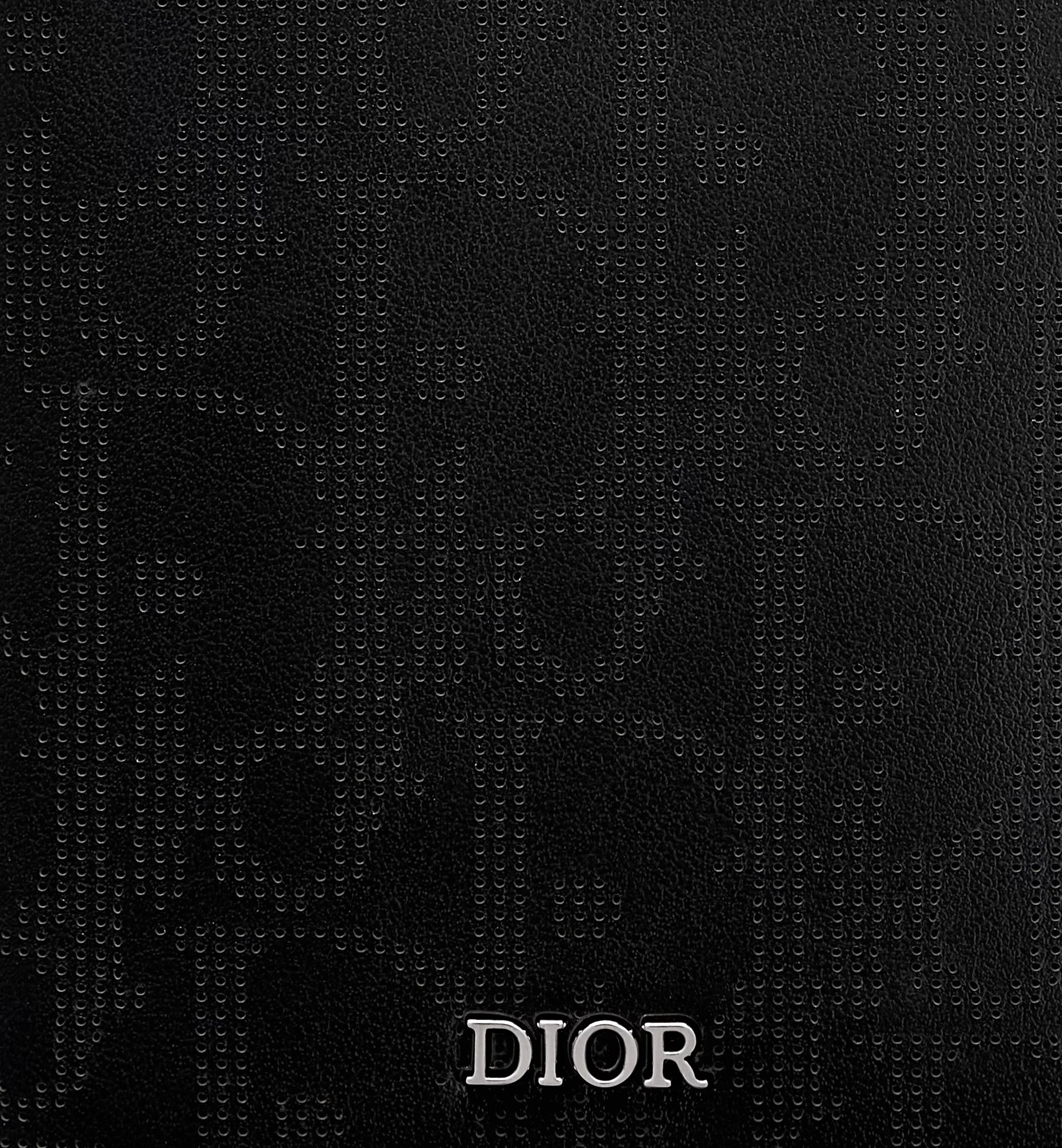 Vertical Bifold Wallet Black Dior Oblique Galaxy Calfskin