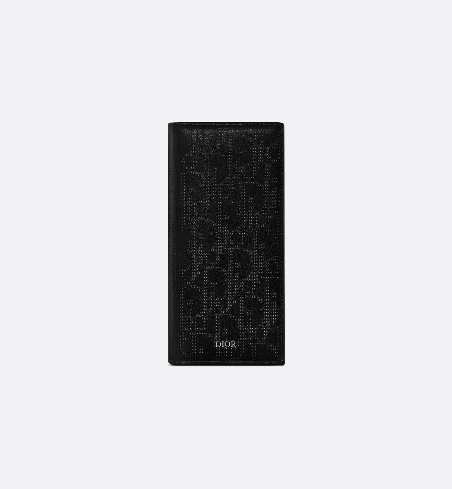 Vertical Bifold Wallet Black Dior Oblique Galaxy Calfskin