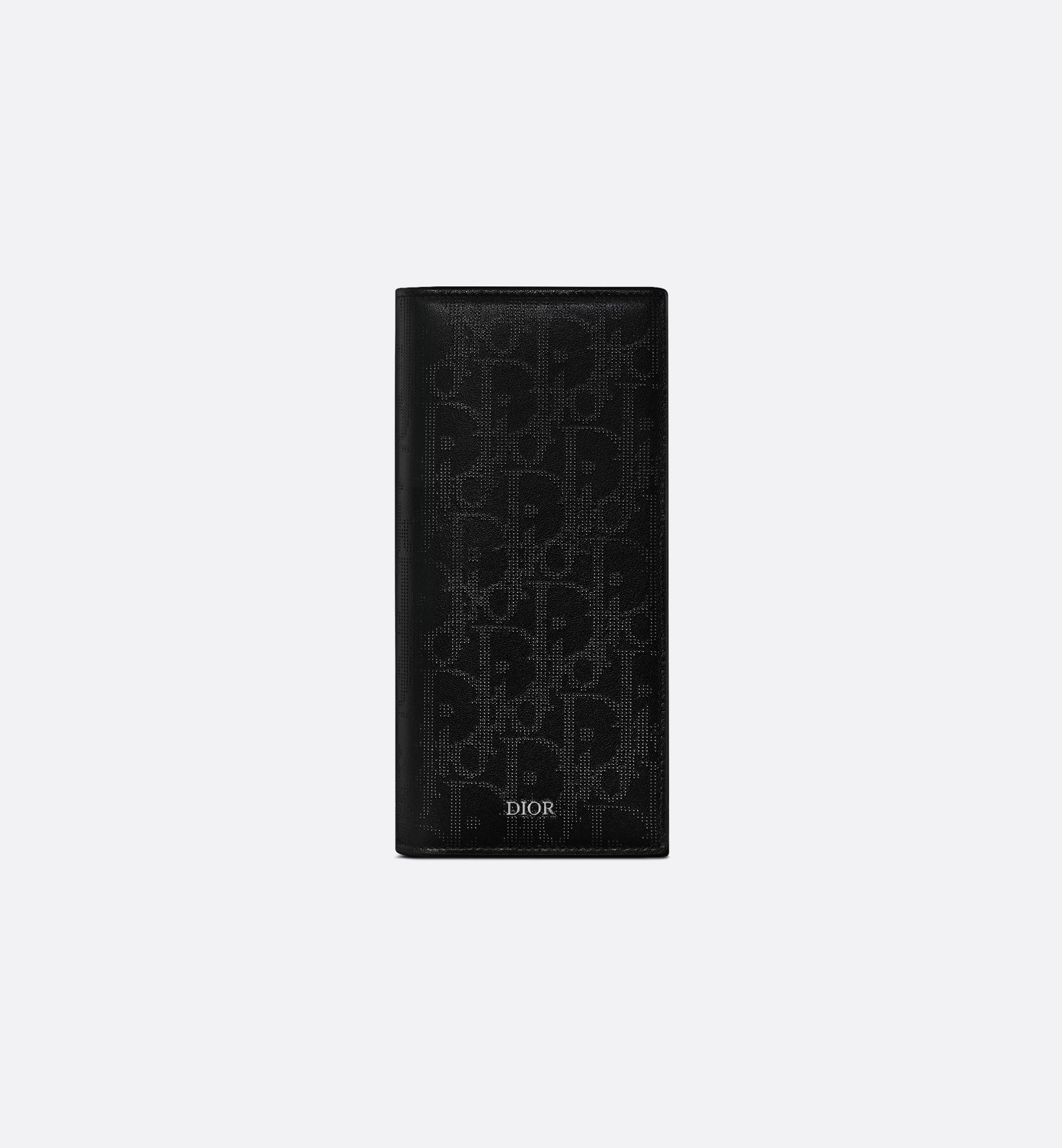 Vertical Long Wallet Black Dior Oblique Jacquard