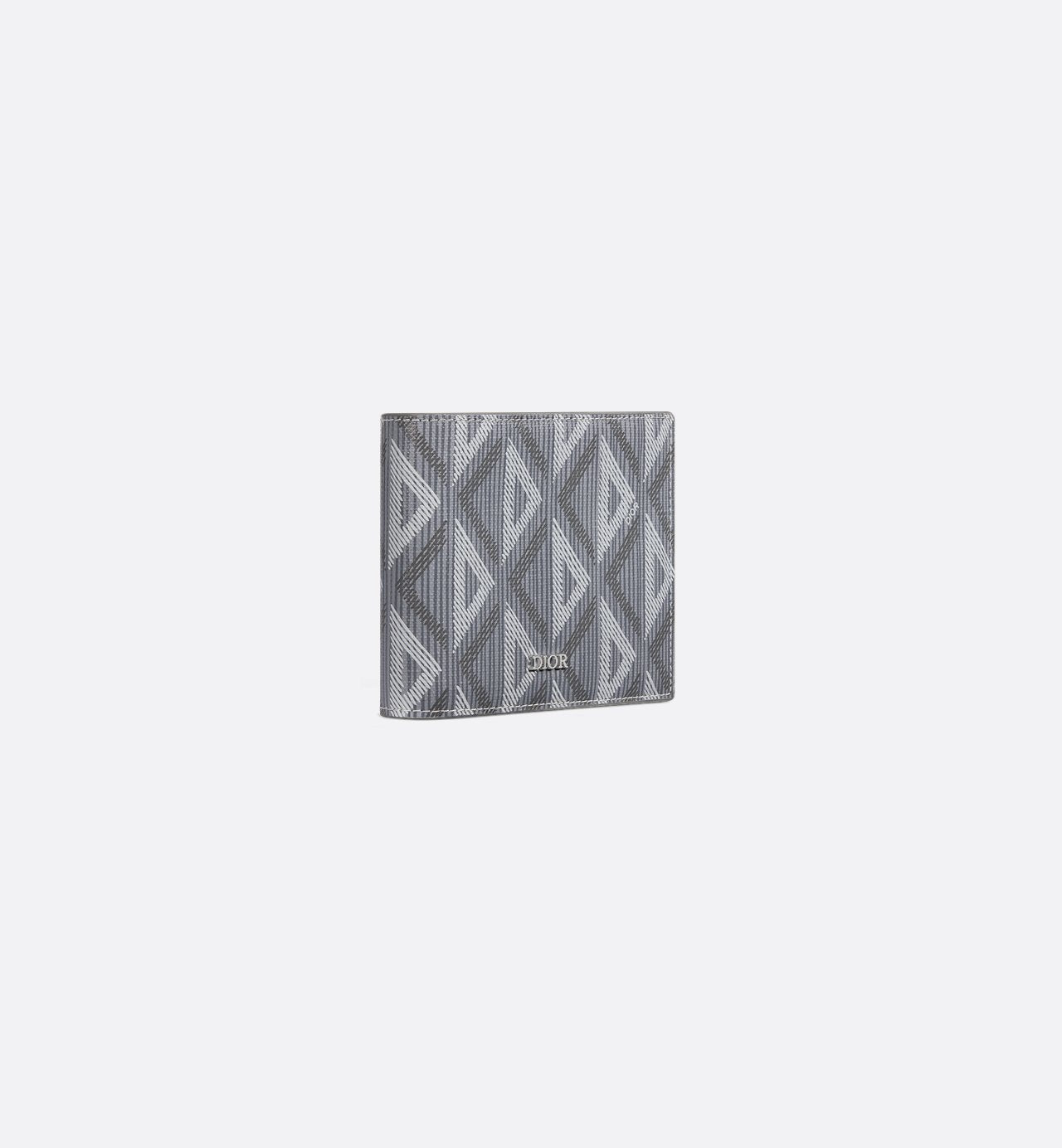 Bifold Wallet Dior Gray Coated Cotton Canvas With Cd Diamond Print