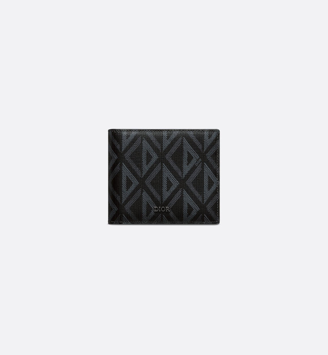 Bifold Wallet Black Coated Cotton Canvas With Cd Diamond Print