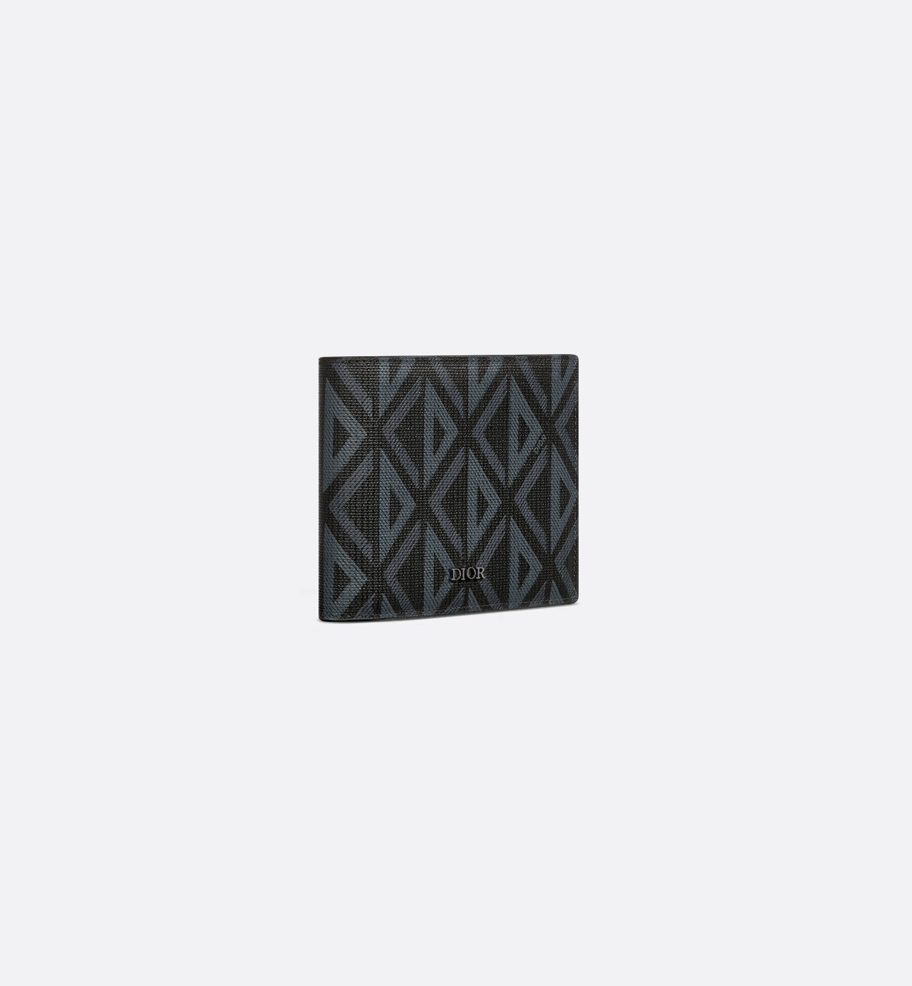 Bifold Wallet Black Coated Cotton Canvas With Cd Diamond Print