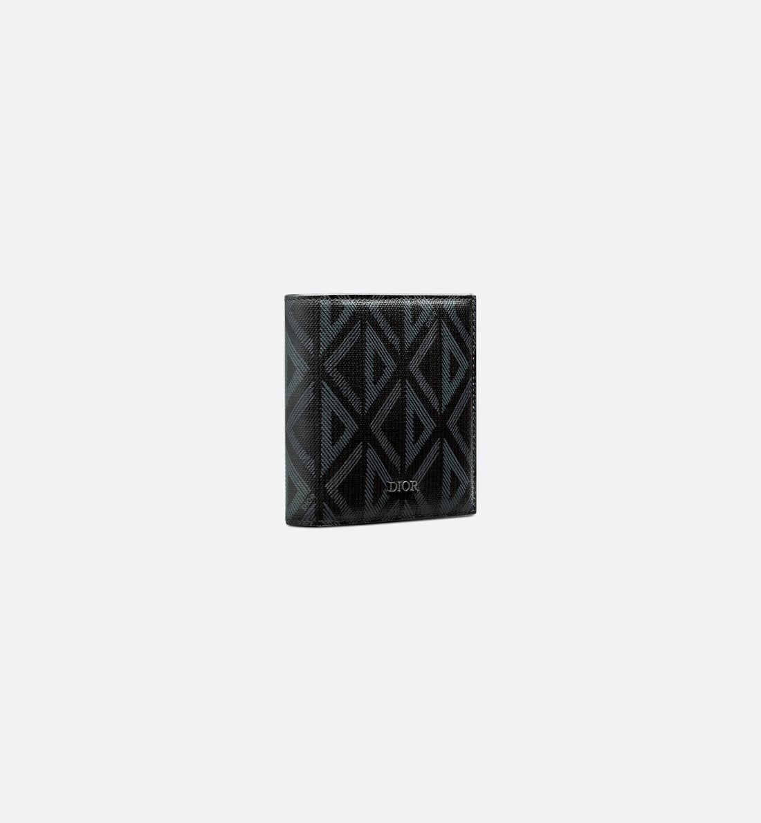 Compact Vertical Wallet Black Coated Cotton Canvas With Cd Diamond Print