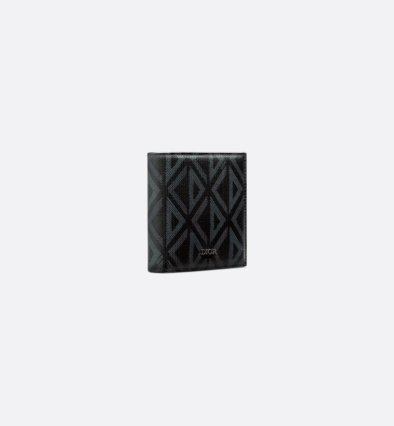 Compact Vertical Wallet Black Coated Cotton Canvas With Cd Diamond Print