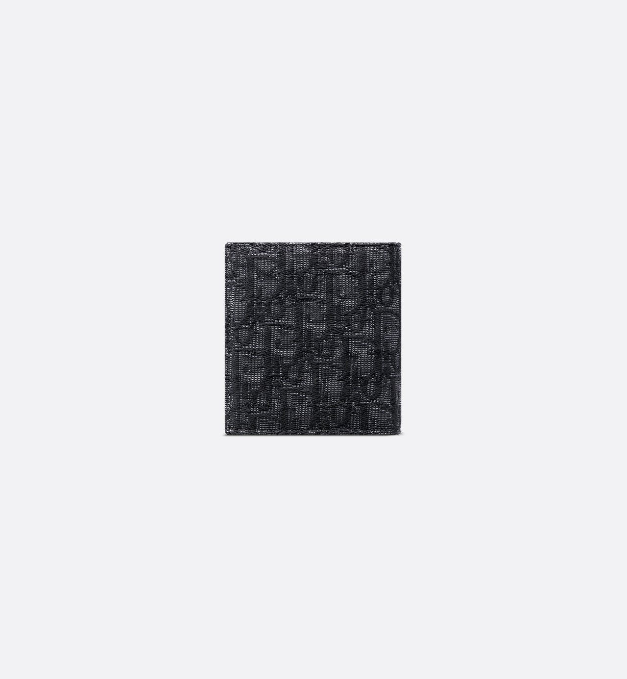 Compact Vertical Wallet Black Dior Oblique Jacquard