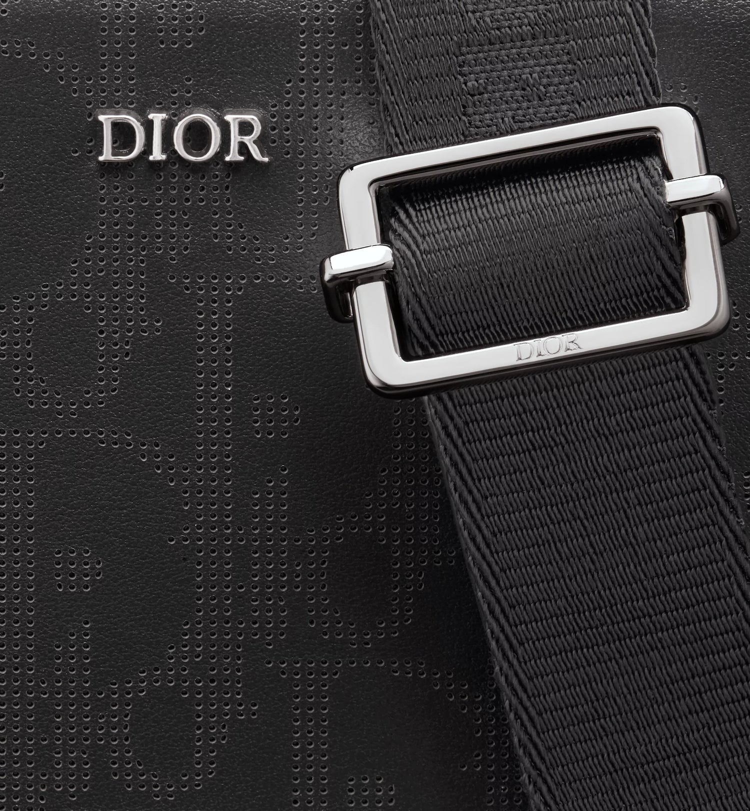 Zipped Pouch With Strap Black Dior Oblique Galaxy Leather