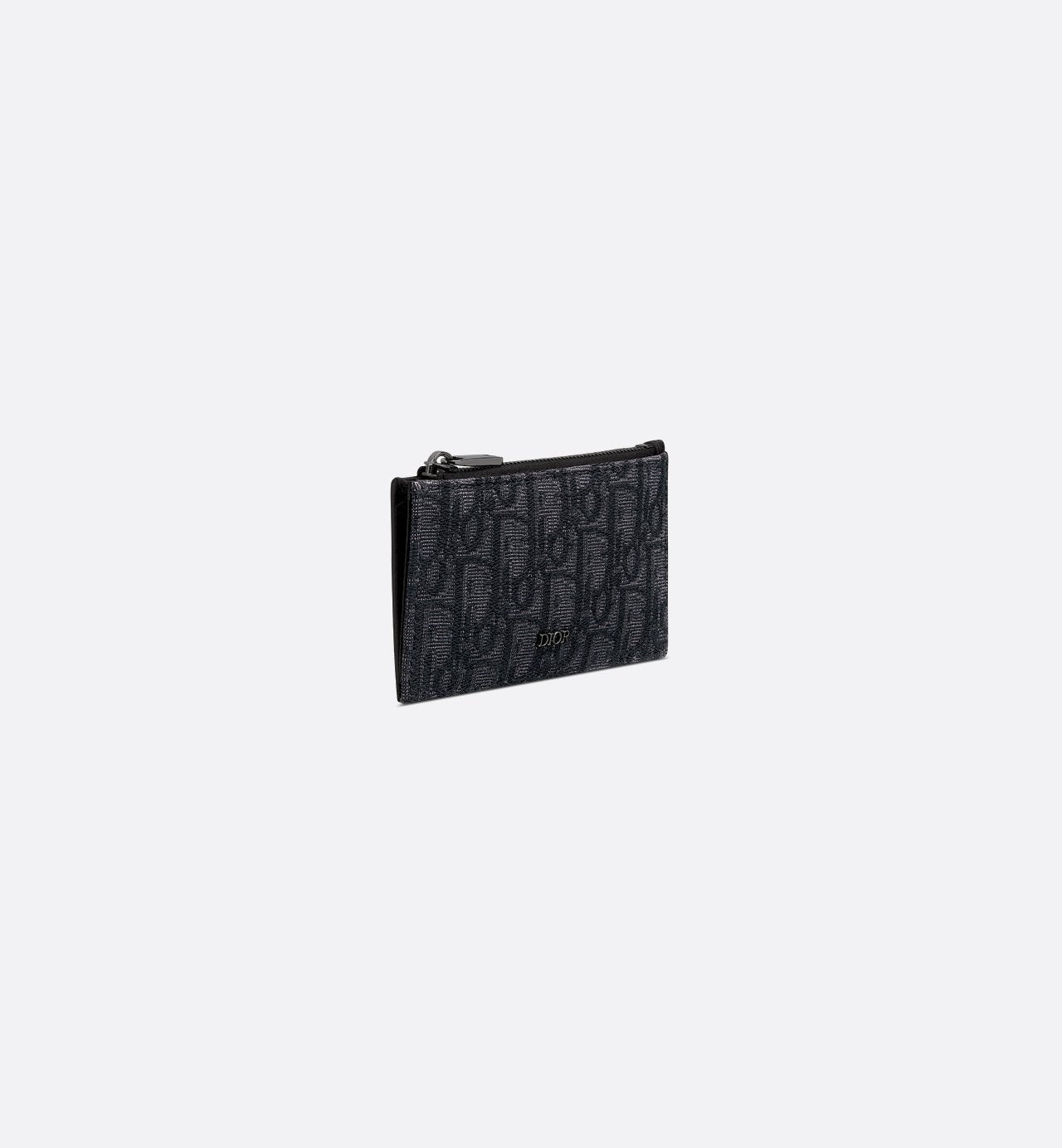 Zipped Card Holder Black Dior Oblique Jacquard And Grained Calfskin