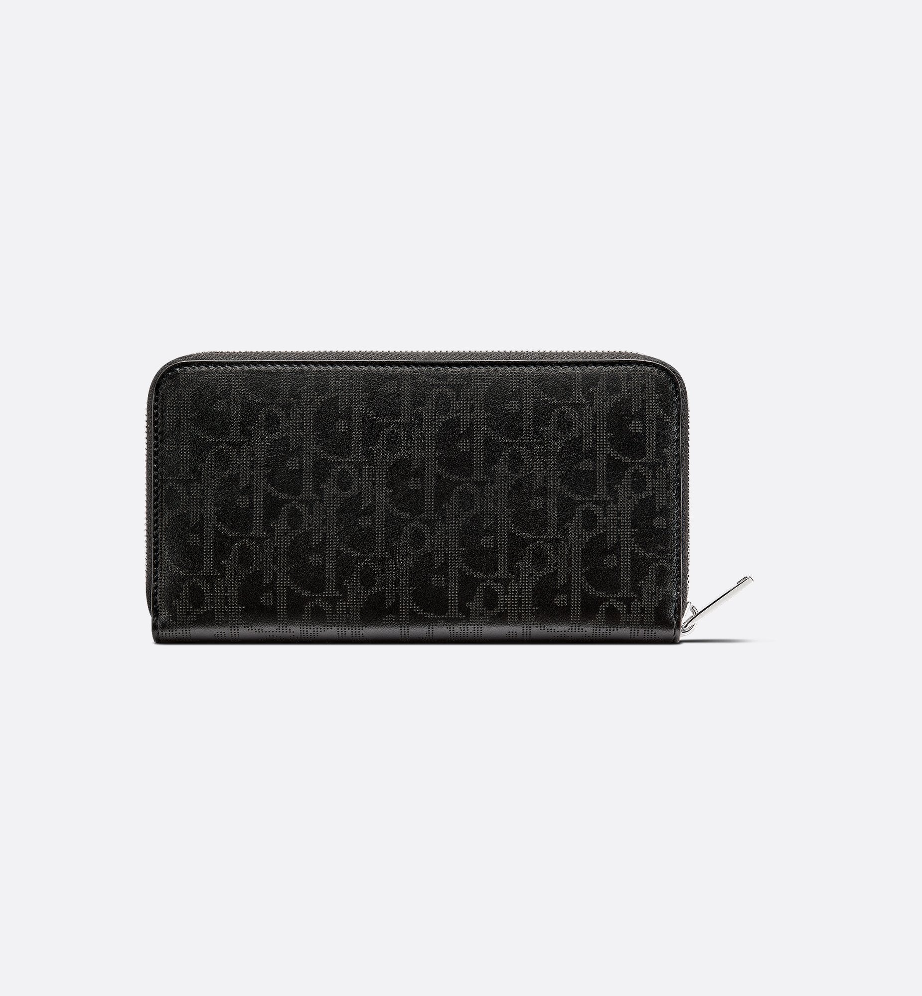 Zipped Long Wallet Black Dior Oblique Galaxy Leather