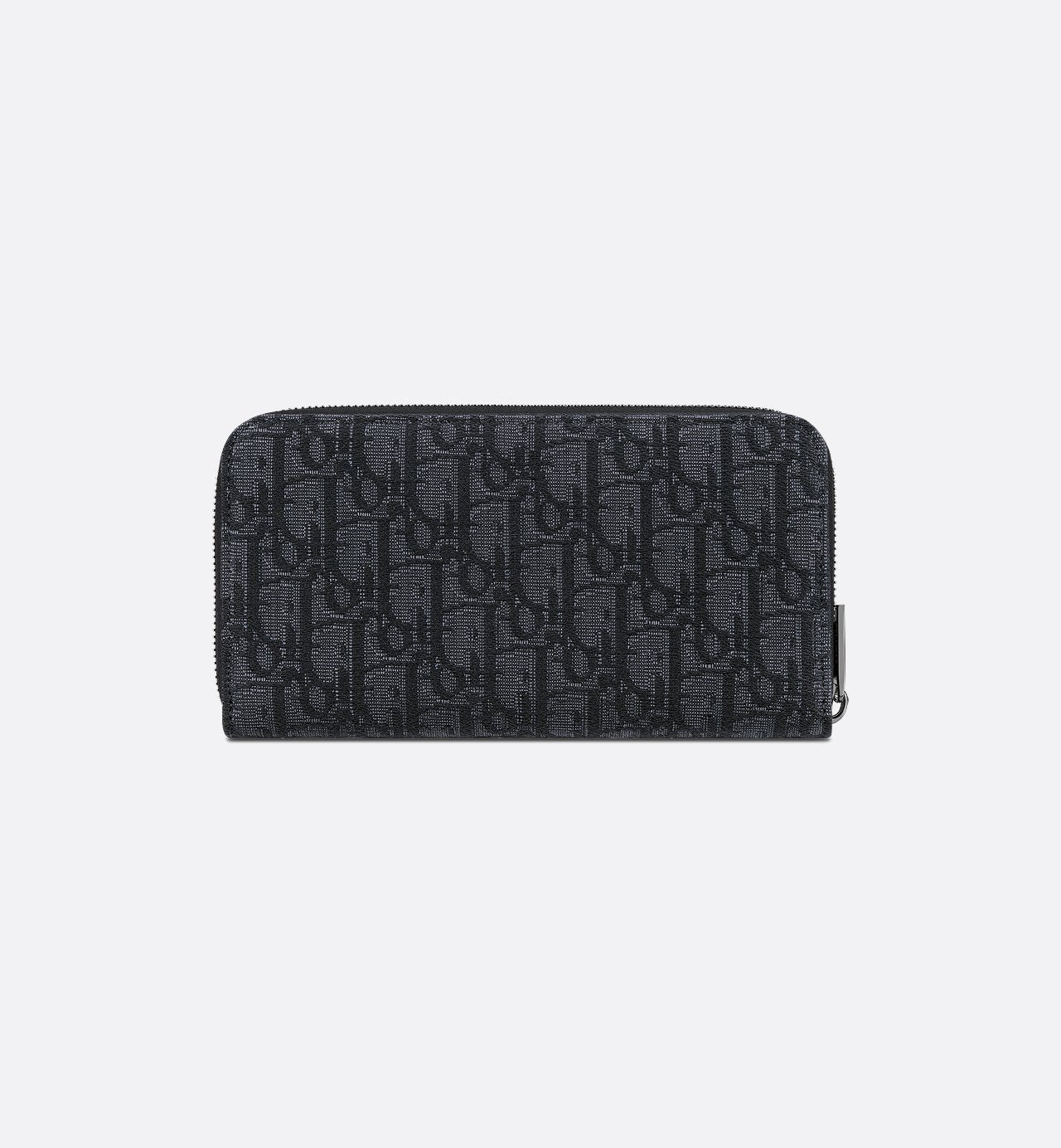 Zipped Long Wallet Black Dior Oblique Jacquard