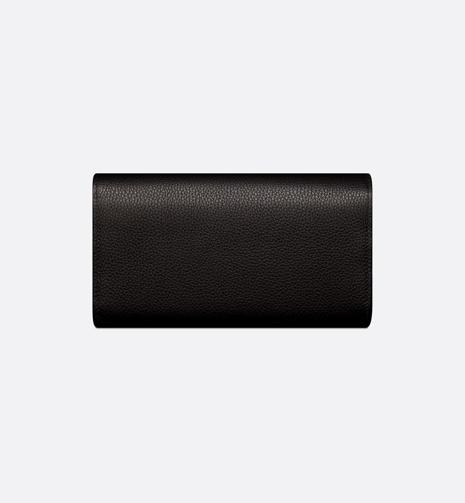 Cd Icon Long Flap Wallet Black Grained Calfskin